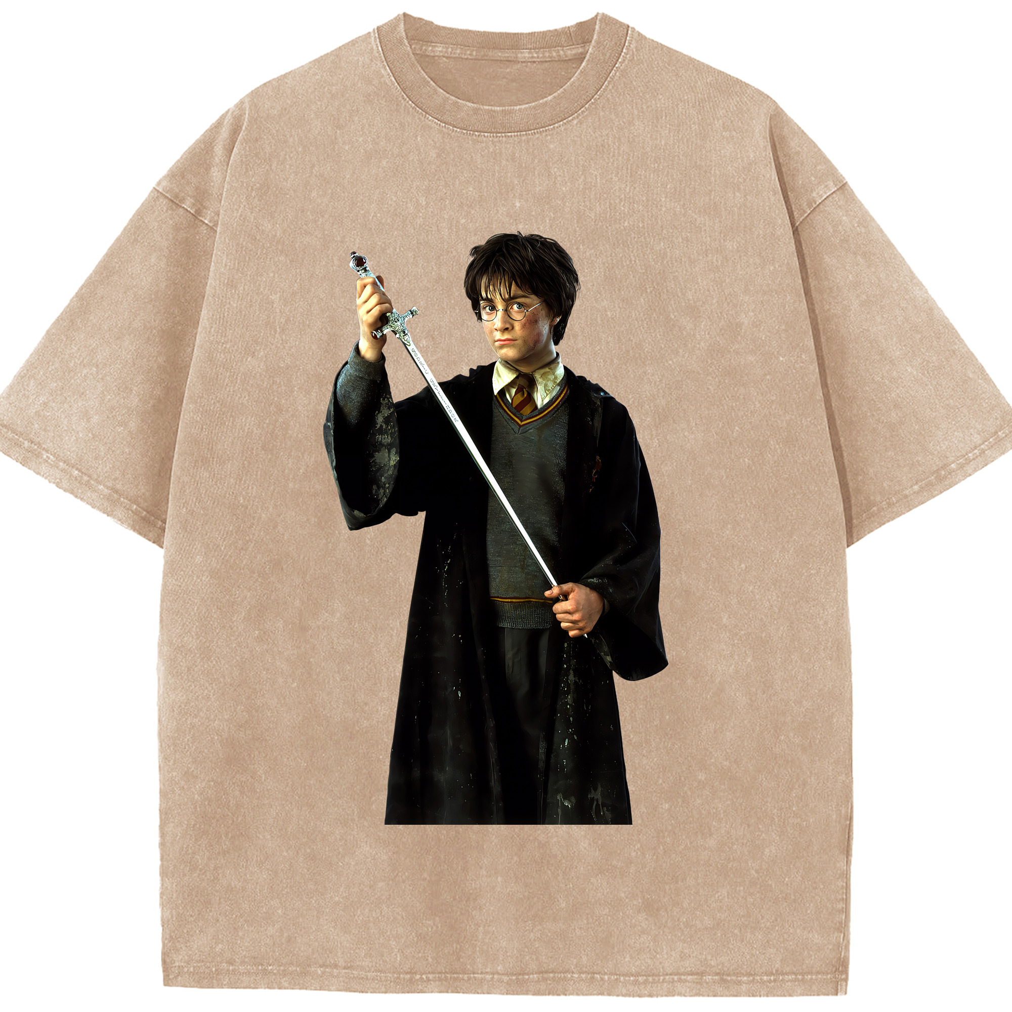 （画像用） Harry Potter ハリー・ポッターシリーズ 綿100% ヴィンテージ風 半袖Tシャツ（フロントプリント）