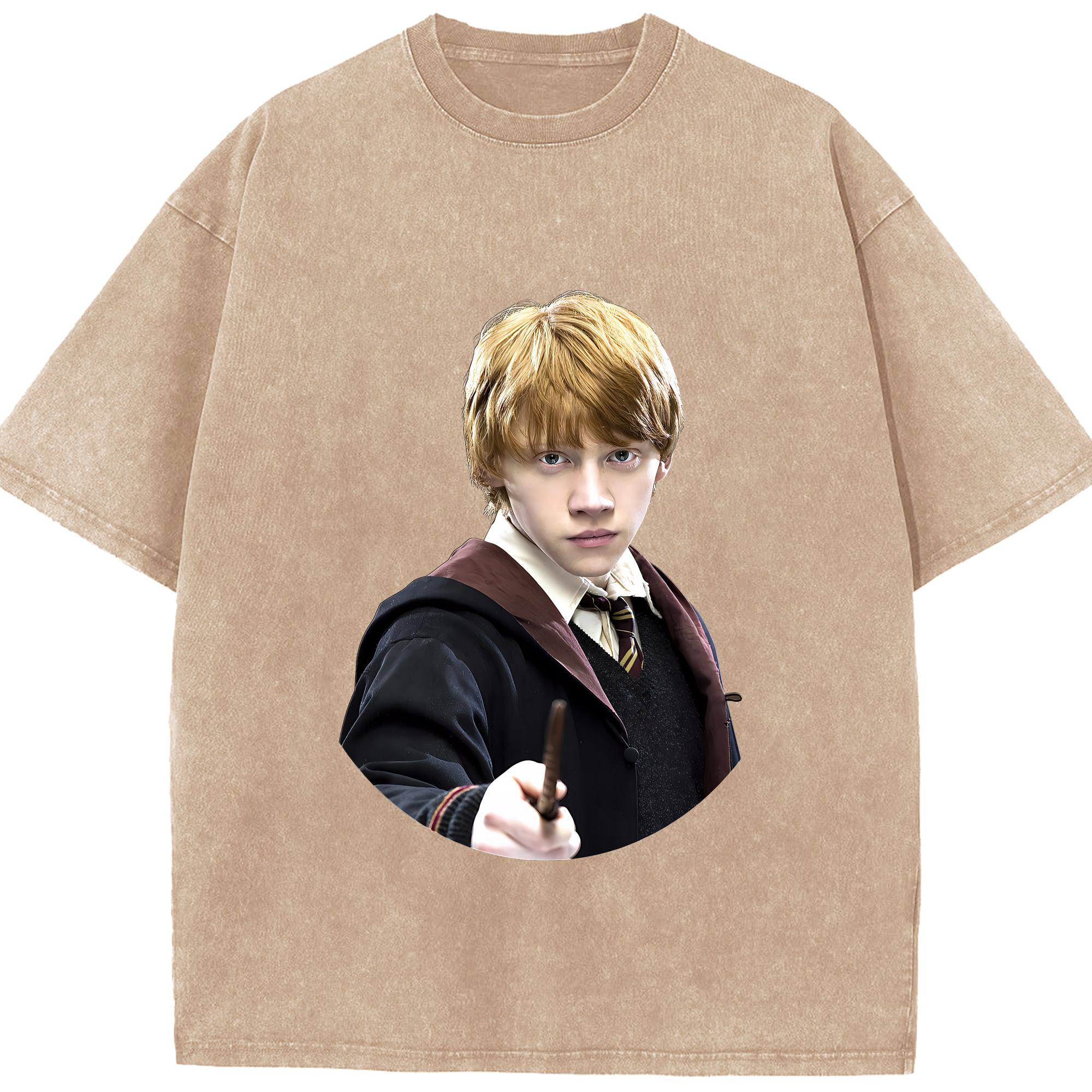 （画像用） Harry Potter ハリー・ポッターシリーズ 綿100% ヴィンテージ風 半袖Tシャツ（フロントプリント）