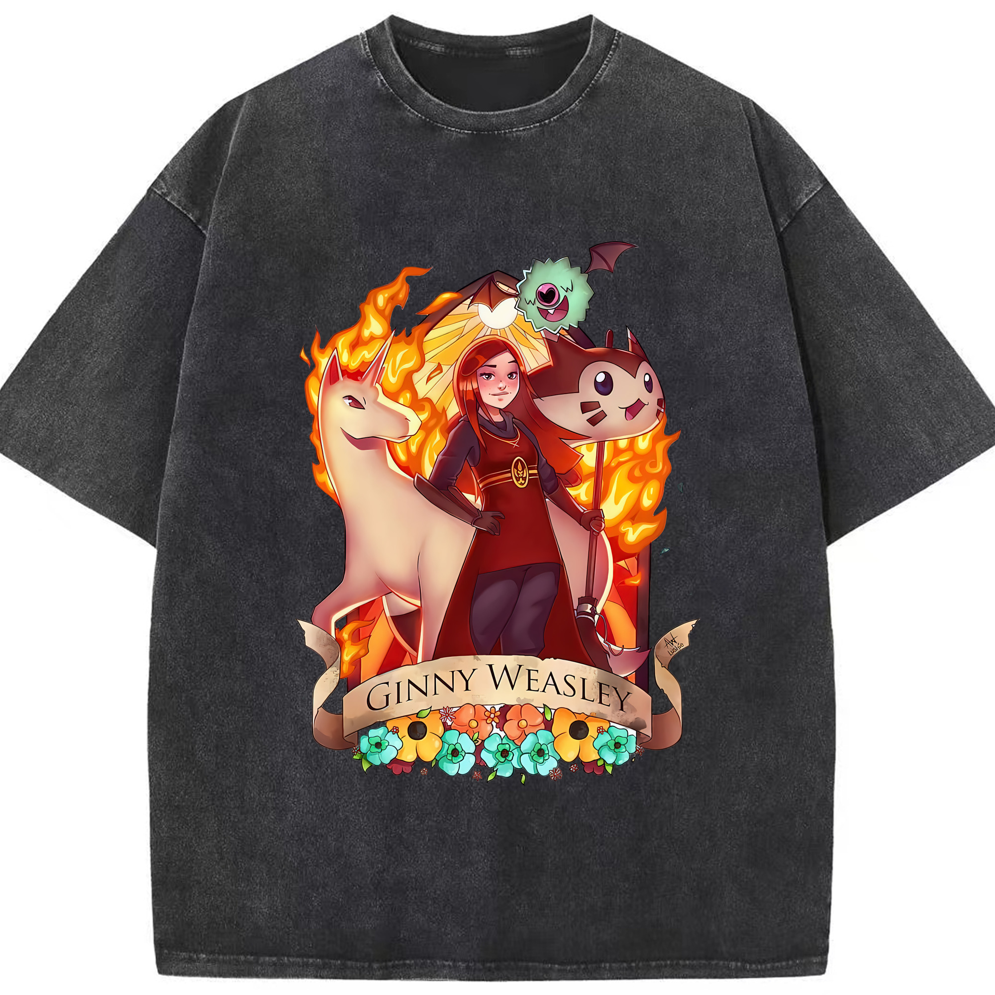 （画像用） Harry Potter ハリー・ポッターシリーズ 綿100% ヴィンテージ風 半袖Tシャツ（フロントプリント）