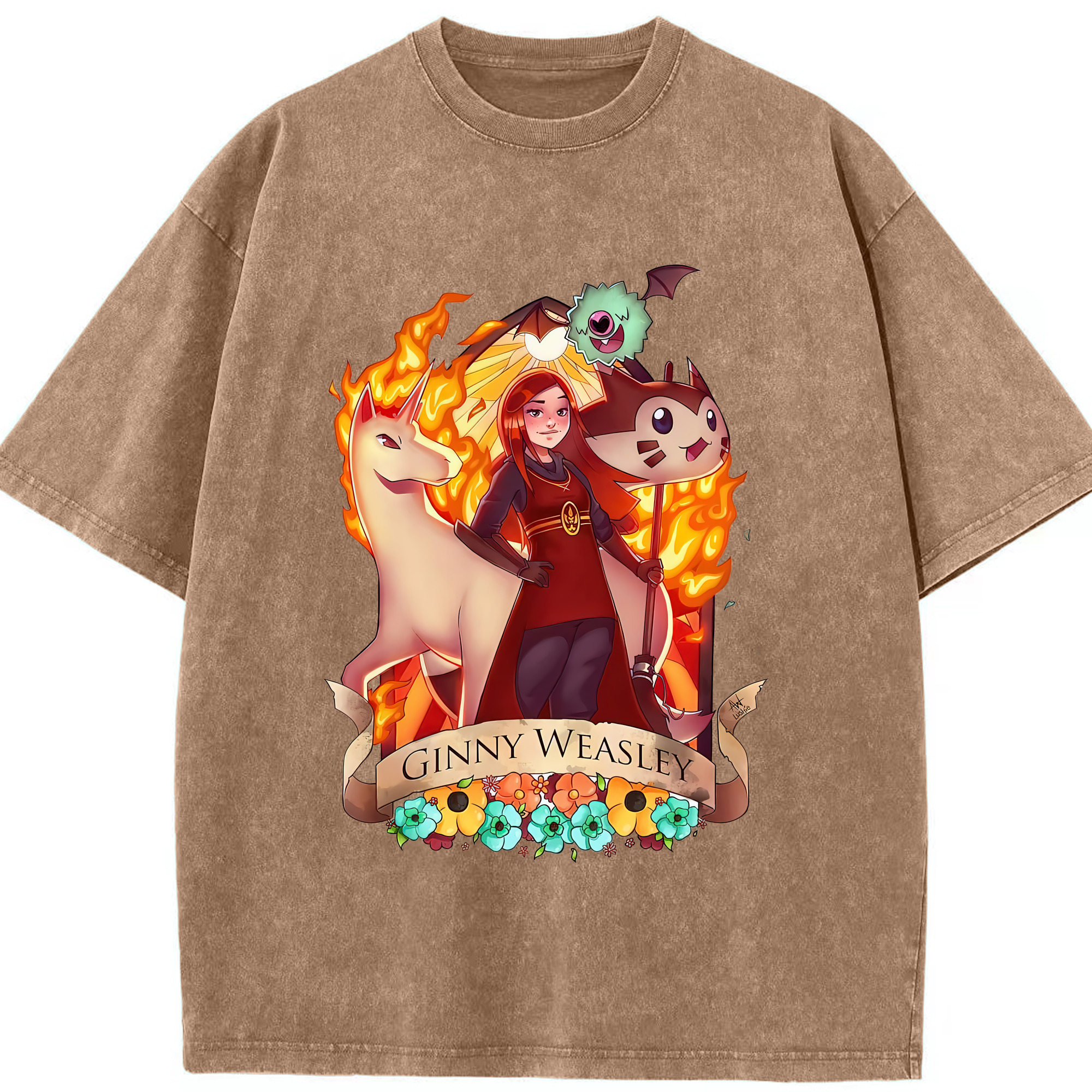 （画像用） Harry Potter ハリー・ポッターシリーズ 綿100% ヴィンテージ風 半袖Tシャツ（フロントプリント）