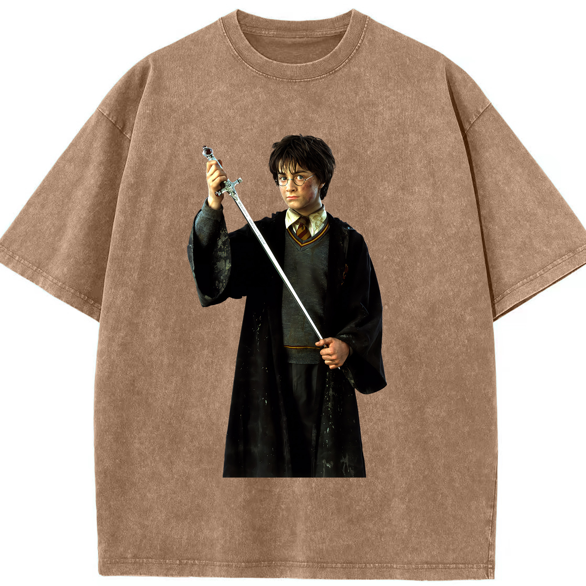 （画像用） Harry Potter ハリー・ポッターシリーズ 綿100% ヴィンテージ風 半袖Tシャツ（フロントプリント）
