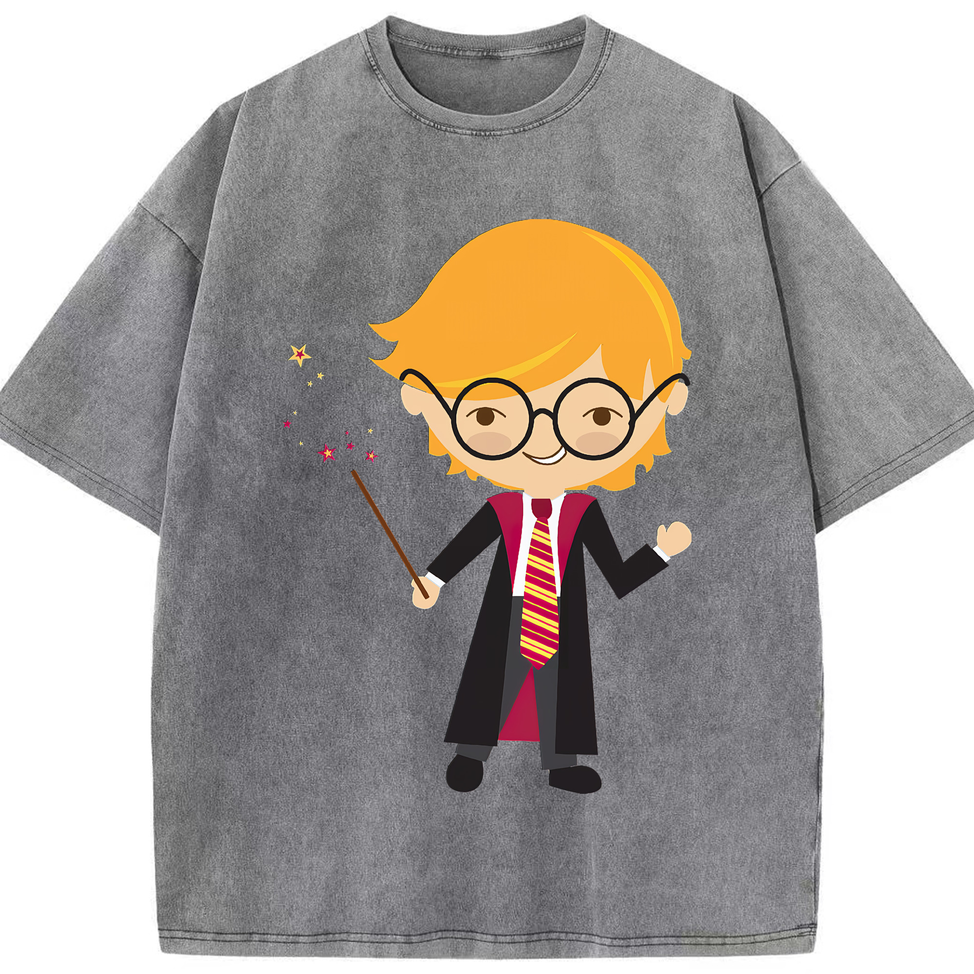 （画像用） Harry Potter ハリー・ポッターシリーズ 綿100% ヴィンテージ風 半袖Tシャツ（フロントプリント）