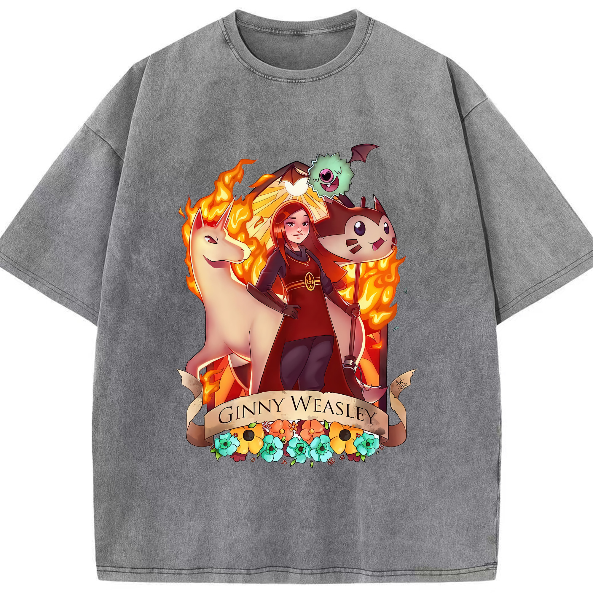 （画像用） Harry Potter ハリー・ポッターシリーズ 綿100% ヴィンテージ風 半袖Tシャツ（フロントプリント）