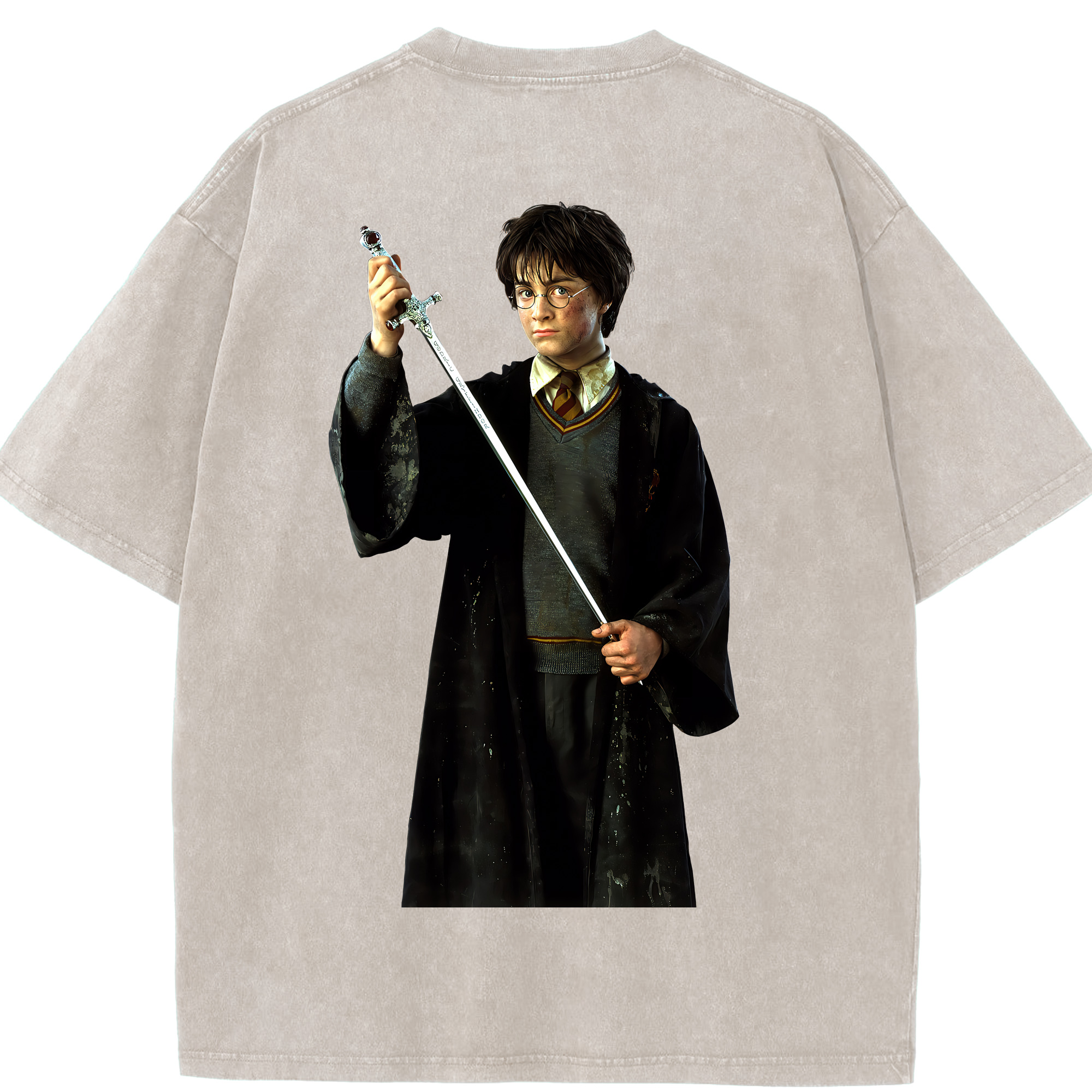 （画像用） Harry Potter ハリー・ポッターシリーズ 綿100% ヴィンテージ風 半袖Tシャツ（背面プリント）