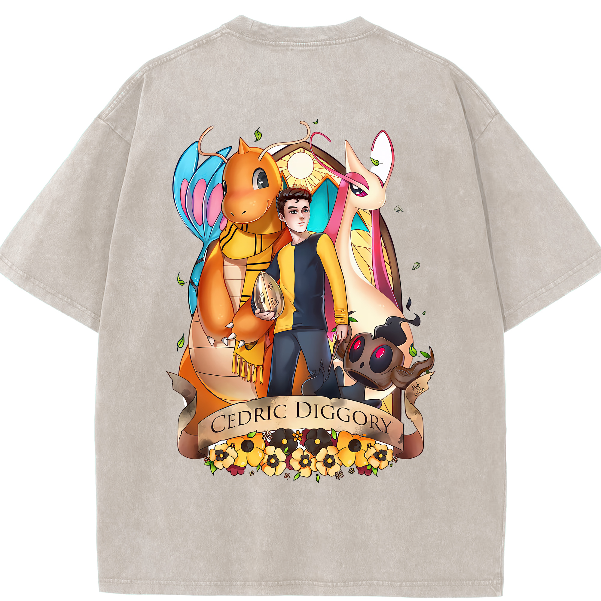 （画像用） Harry Potter ハリー・ポッターシリーズ 綿100% ヴィンテージ風 半袖Tシャツ（背面プリント）