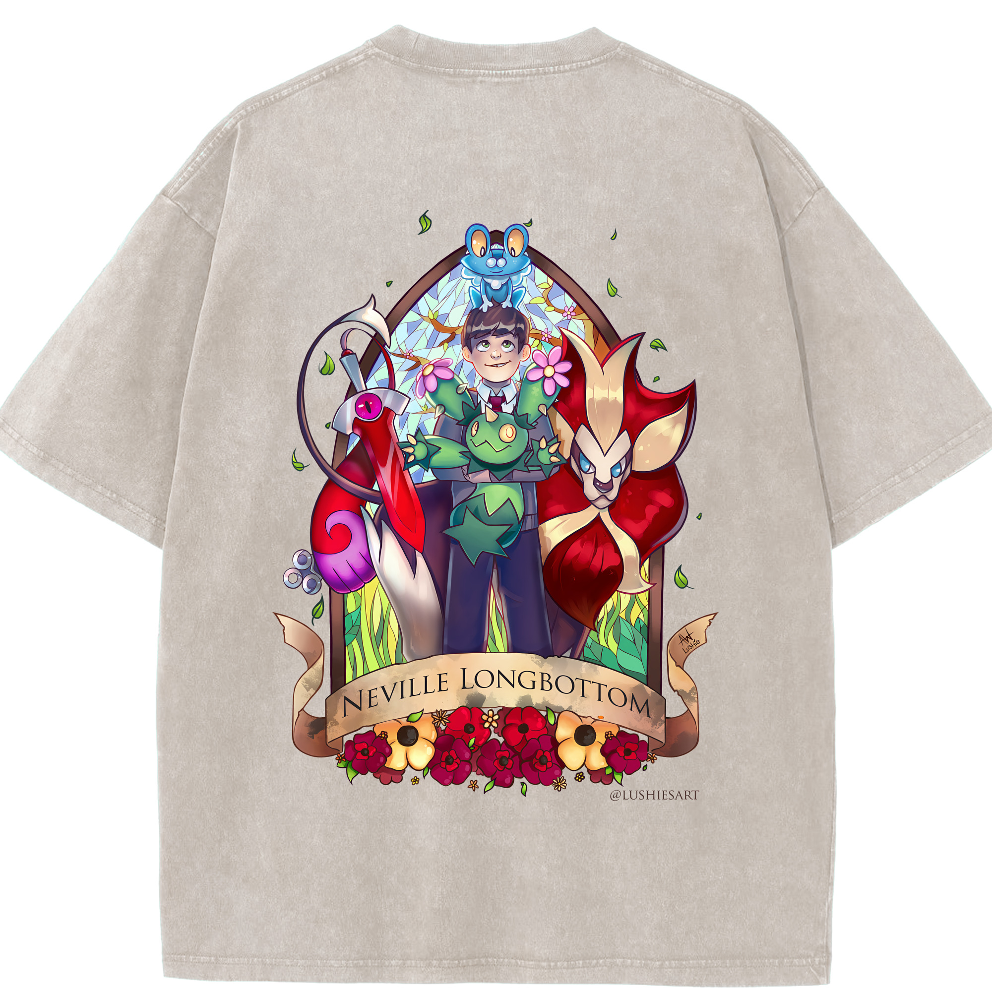 （画像用） Harry Potter ハリー・ポッターシリーズ 綿100% ヴィンテージ風 半袖Tシャツ（背面プリント）