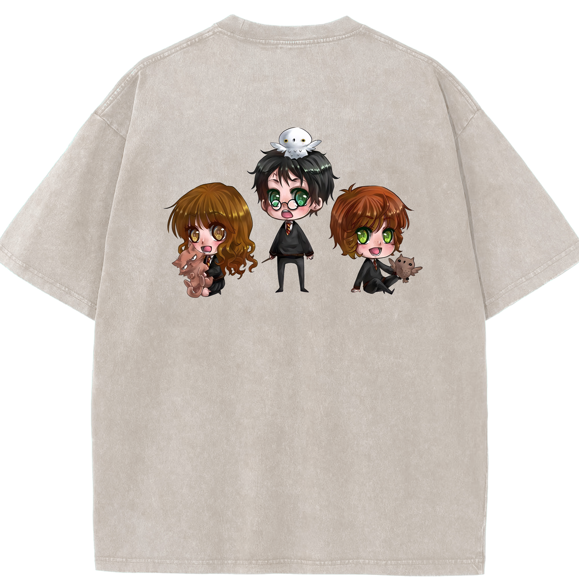 （画像用） Harry Potter ハリー・ポッターシリーズ 綿100% ヴィンテージ風 半袖Tシャツ（背面プリント）