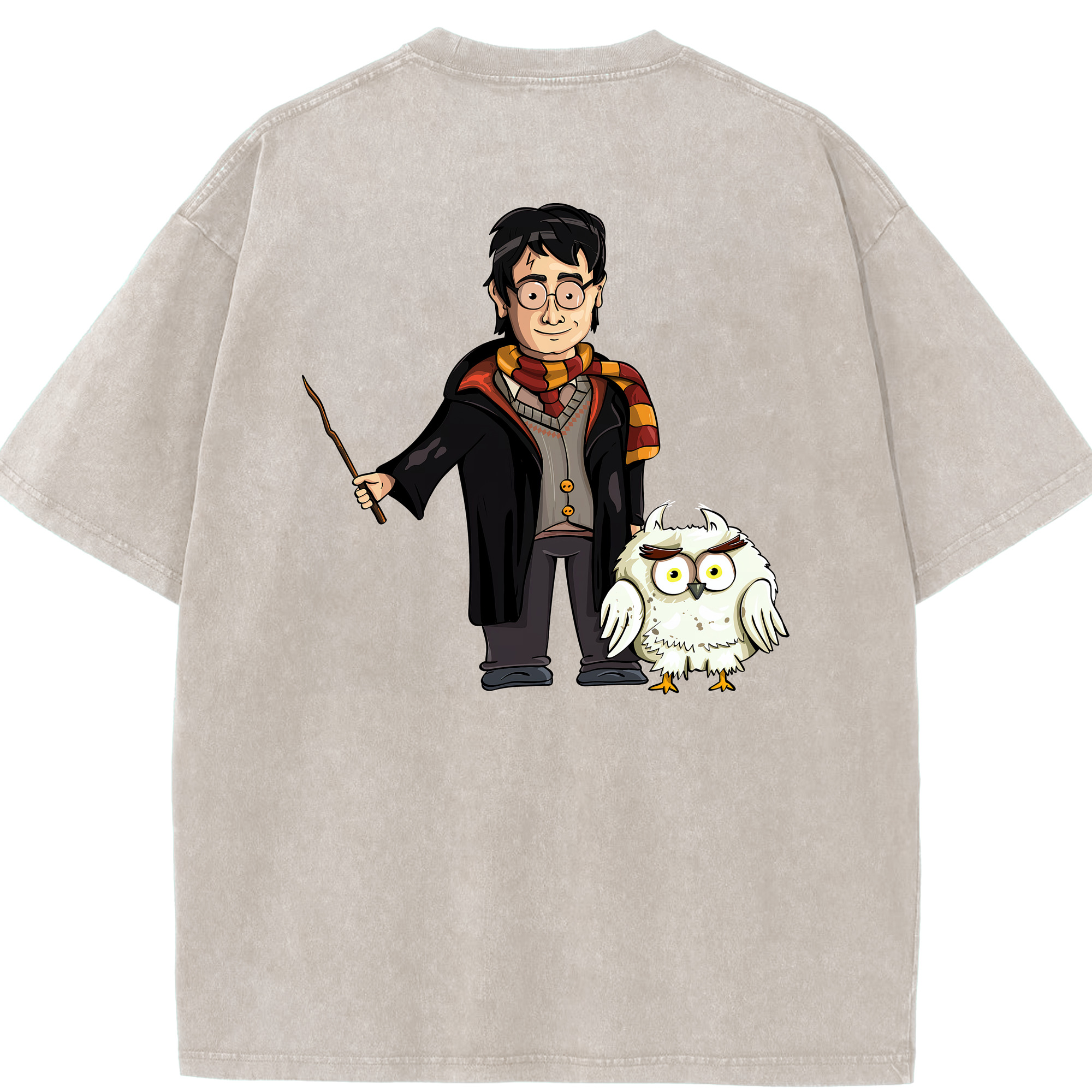 （画像用） Harry Potter ハリー・ポッターシリーズ 綿100% ヴィンテージ風 半袖Tシャツ（背面プリント）