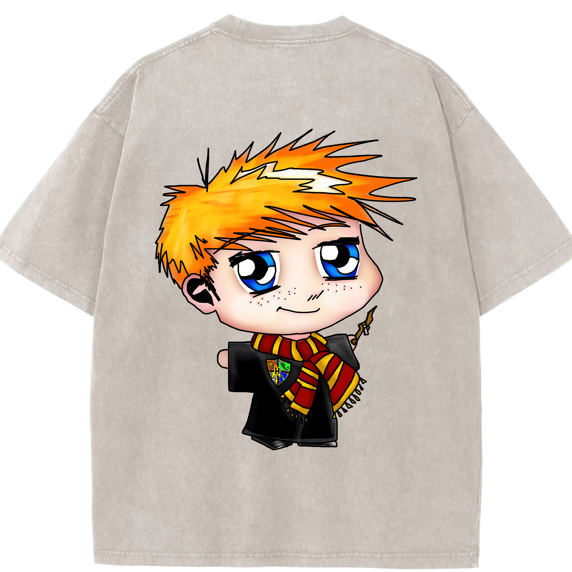 （画像用） Harry Potter ハリー・ポッターシリーズ 綿100% ヴィンテージ風 半袖Tシャツ（背面プリント）