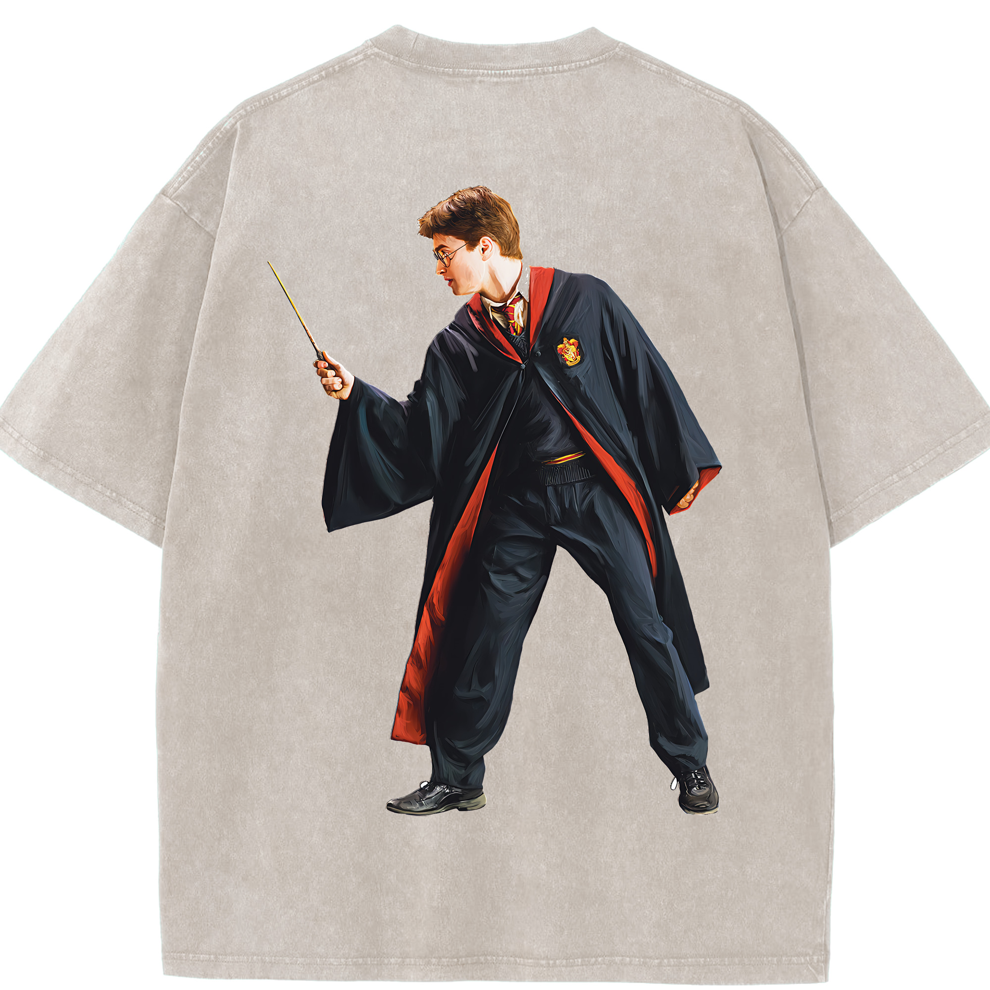 （画像用） Harry Potter ハリー・ポッターシリーズ 綿100% ヴィンテージ風 半袖Tシャツ（背面プリント）