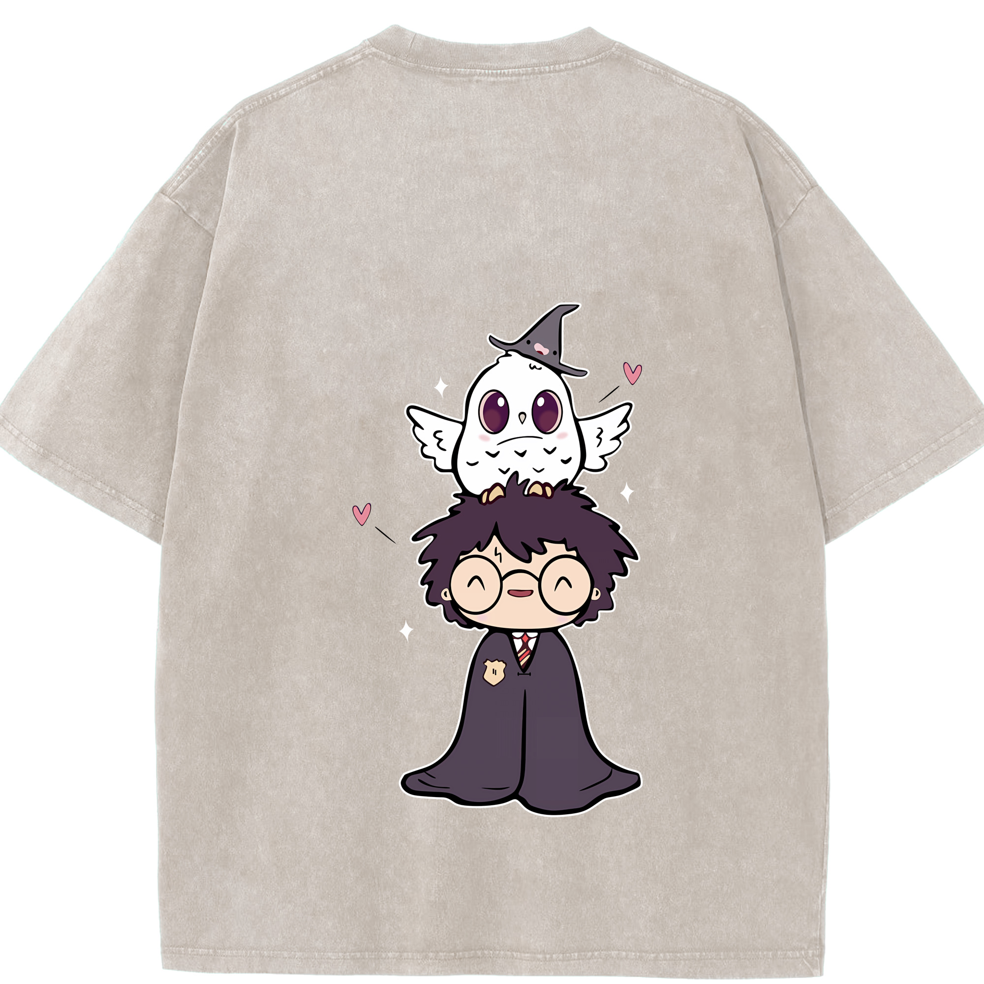 （画像用） Harry Potter ハリー・ポッターシリーズ 綿100% ヴィンテージ風 半袖Tシャツ（背面プリント）