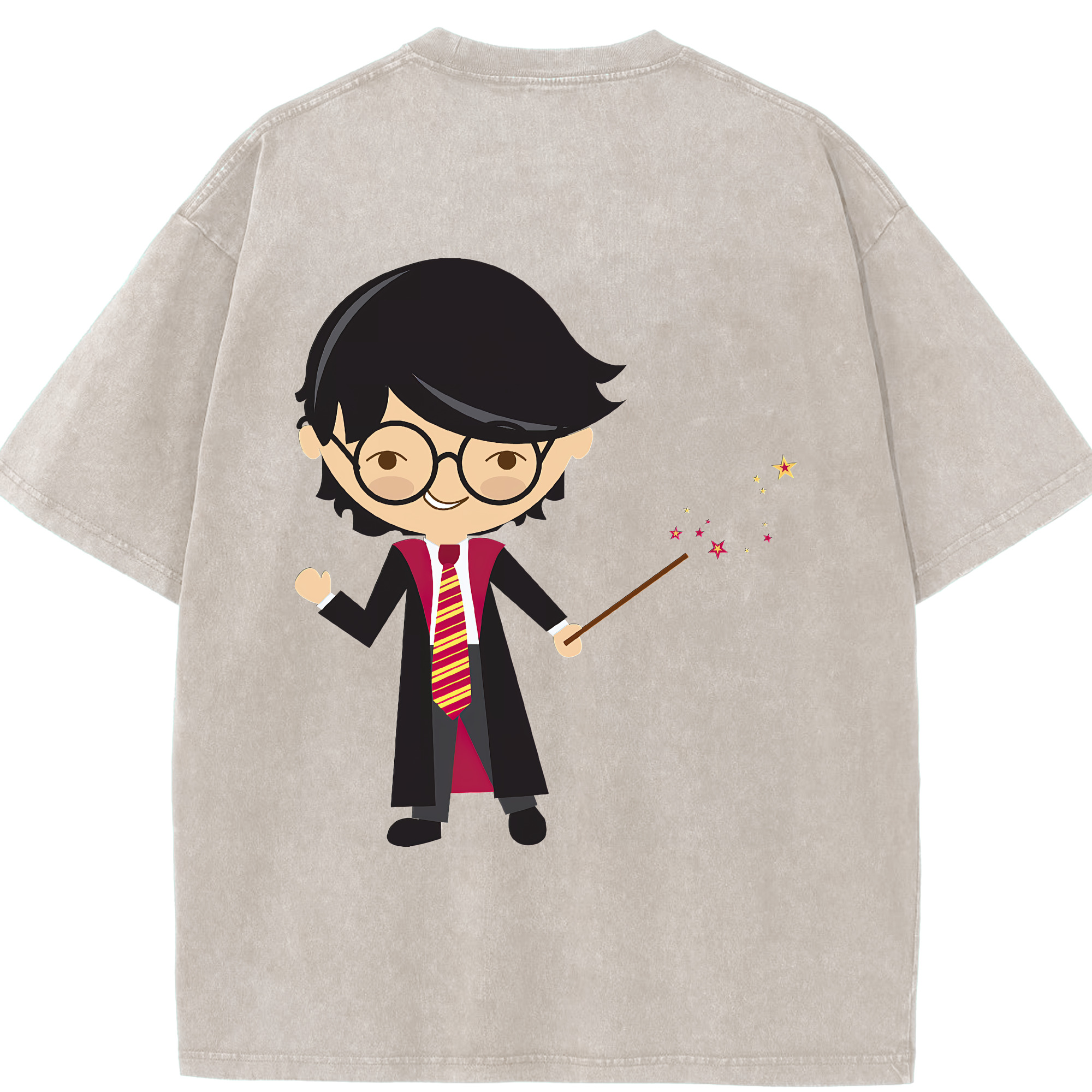 （画像用） Harry Potter ハリー・ポッターシリーズ 綿100% ヴィンテージ風 半袖Tシャツ（背面プリント）