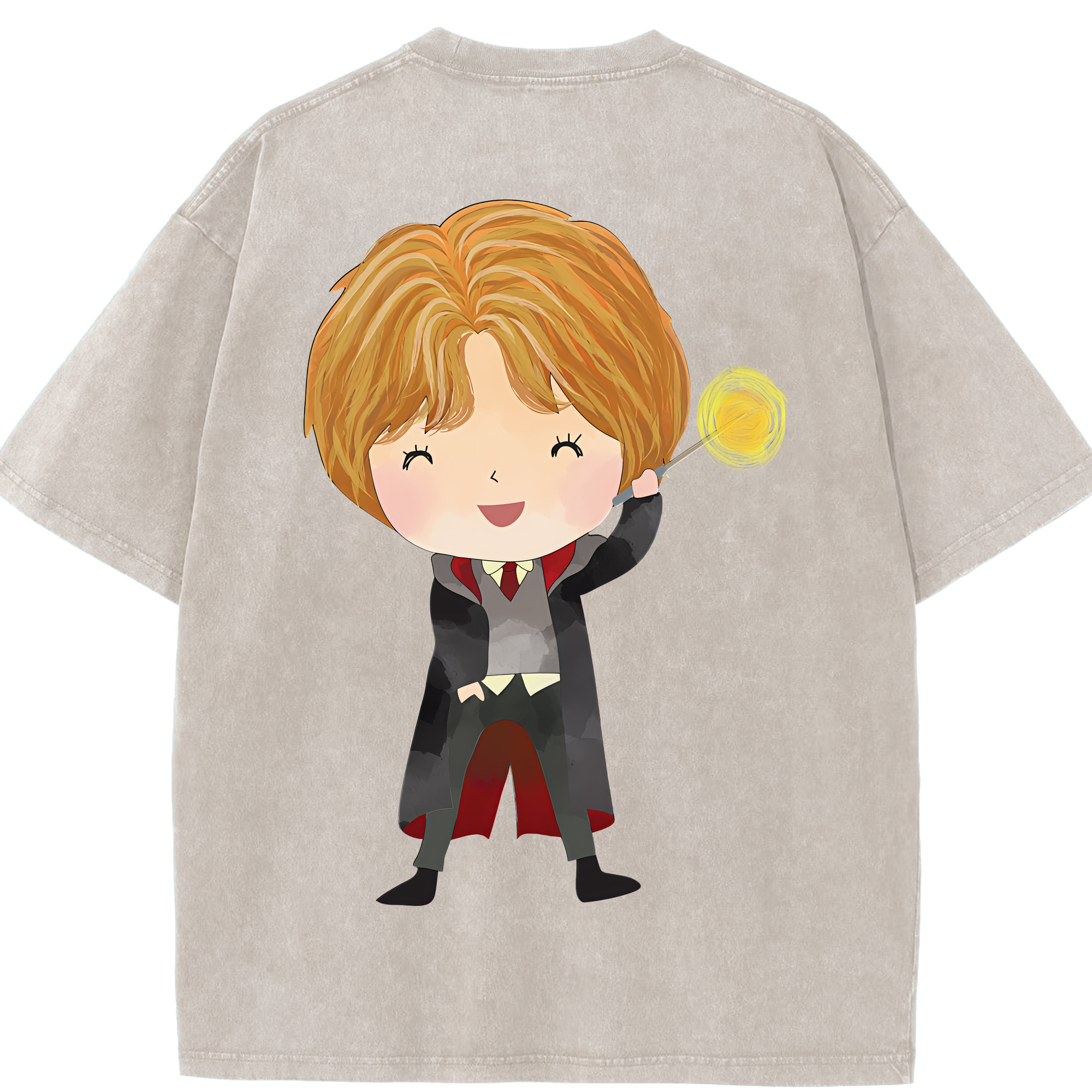 （画像用） Harry Potter ハリー・ポッターシリーズ 綿100% ヴィンテージ風 半袖Tシャツ（背面プリント）