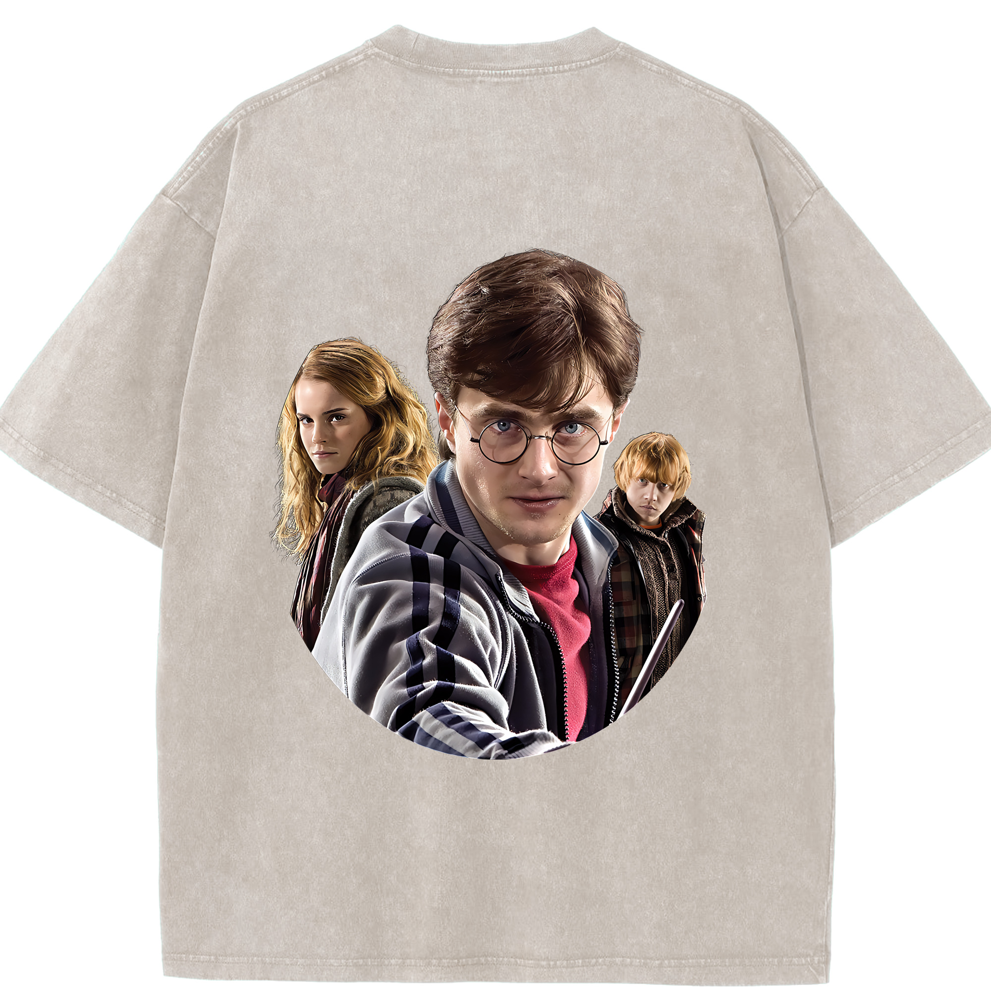 （画像用） Harry Potter ハリー・ポッターシリーズ 綿100% ヴィンテージ風 半袖Tシャツ（背面プリント）