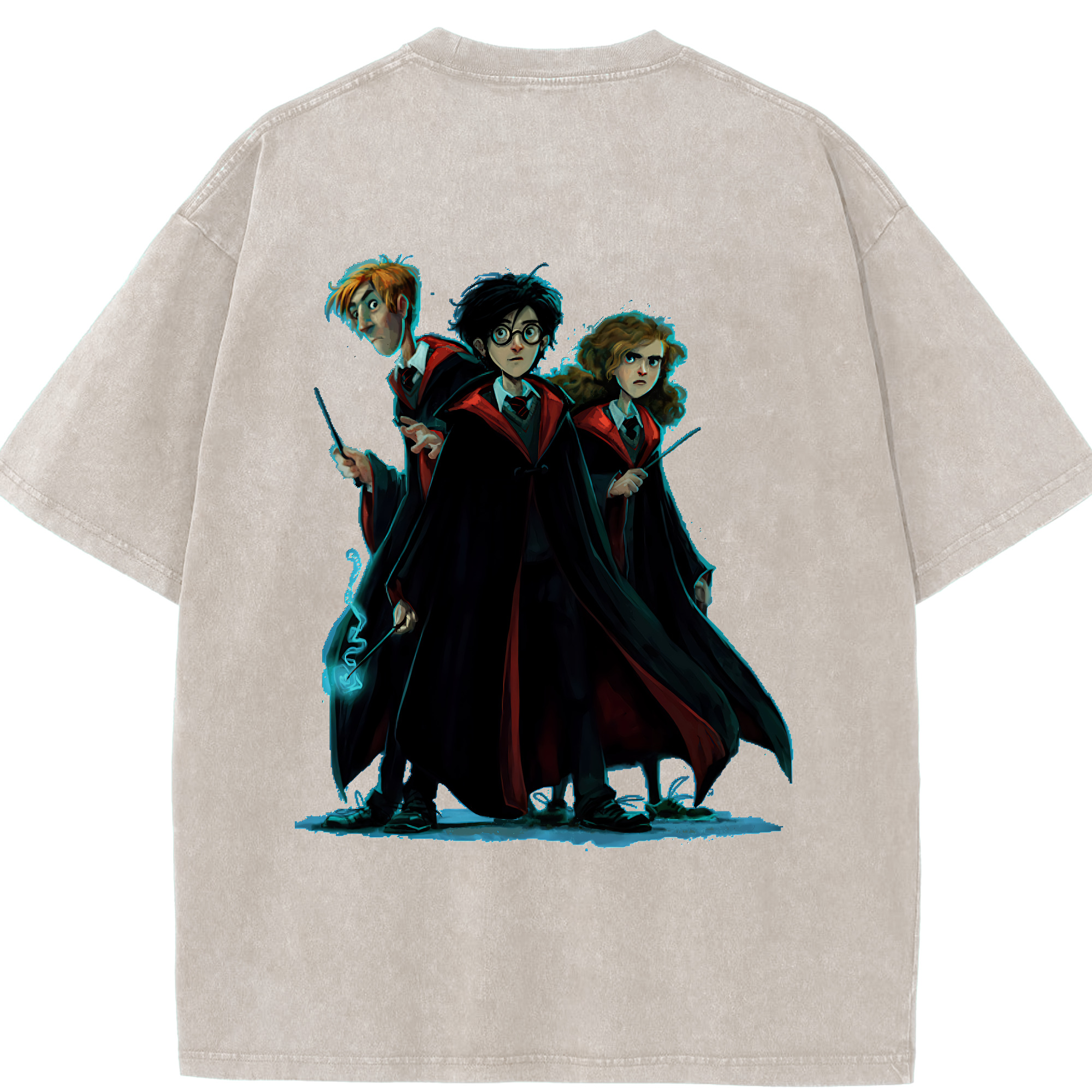 （画像用） Harry Potter ハリー・ポッターシリーズ 綿100% ヴィンテージ風 半袖Tシャツ（背面プリント）