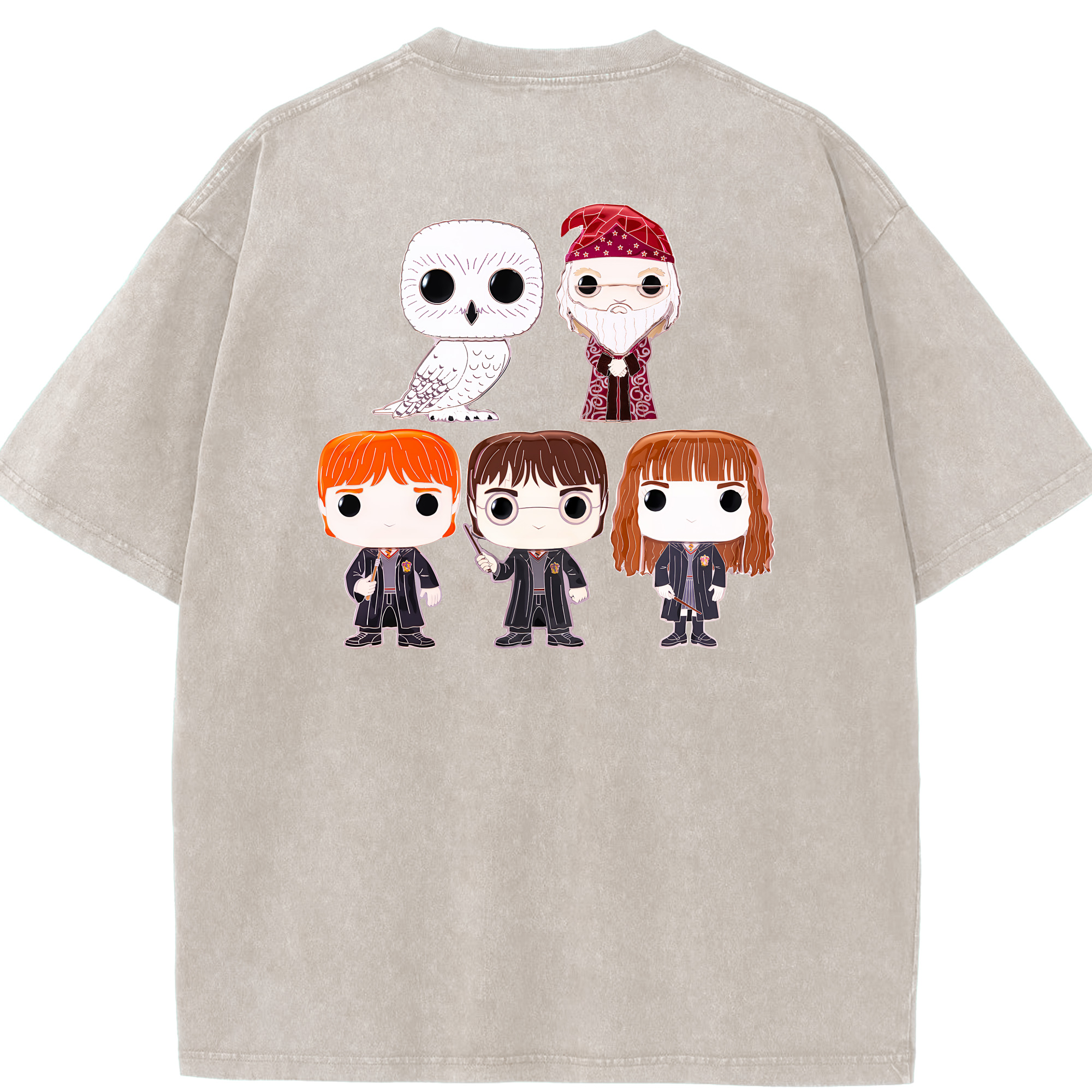 （画像用） Harry Potter ハリー・ポッターシリーズ 綿100% ヴィンテージ風 半袖Tシャツ（背面プリント）