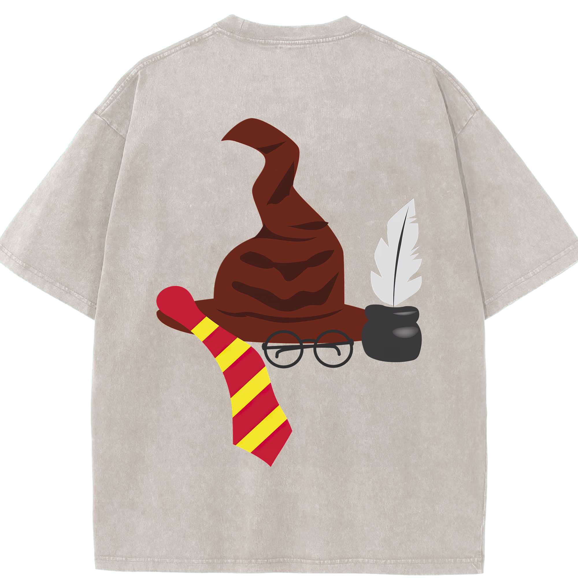 （画像用） Harry Potter ハリー・ポッターシリーズ 綿100% ヴィンテージ風 半袖Tシャツ（背面プリント）