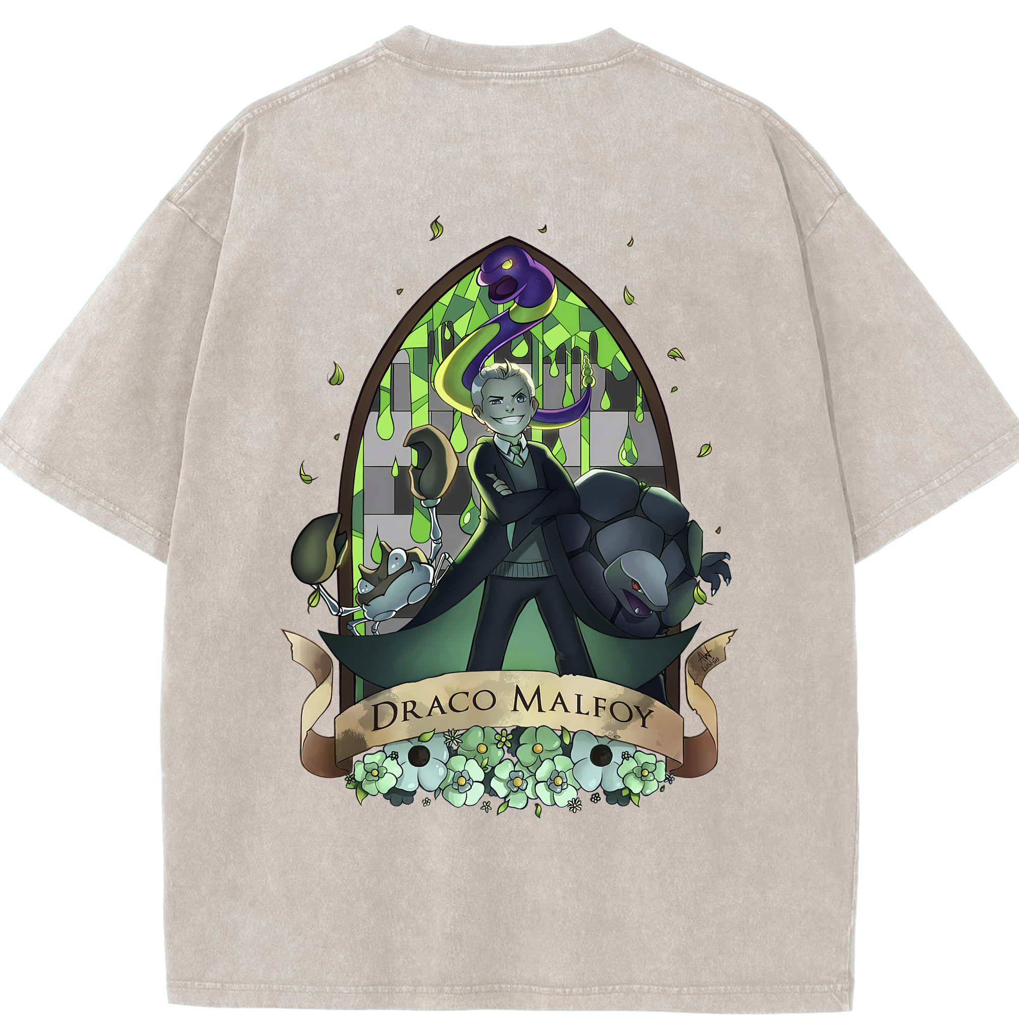 （画像用） Harry Potter ハリー・ポッターシリーズ 綿100% ヴィンテージ風 半袖Tシャツ（背面プリント）