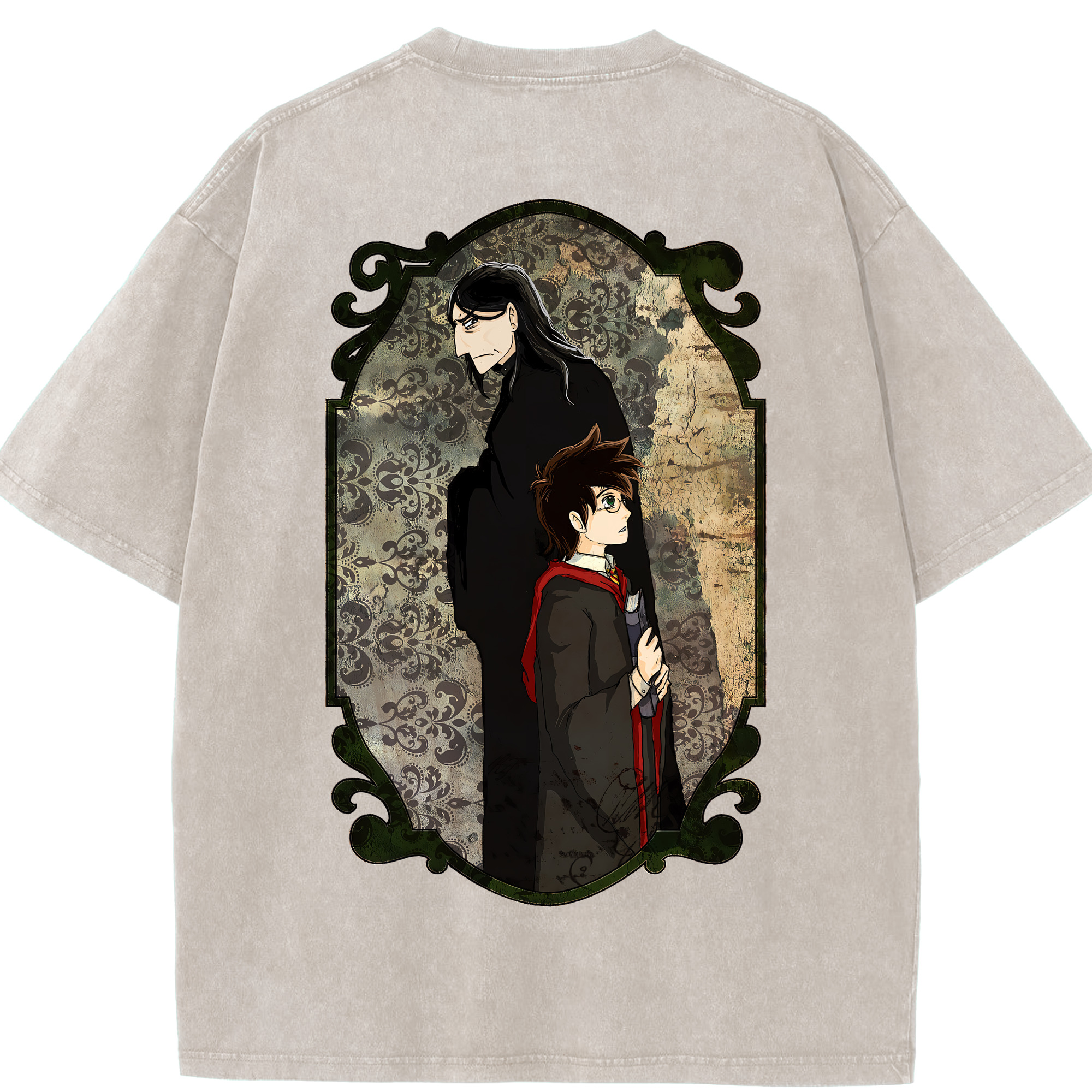 （画像用） Harry Potter ハリー・ポッターシリーズ 綿100% ヴィンテージ風 半袖Tシャツ（背面プリント）