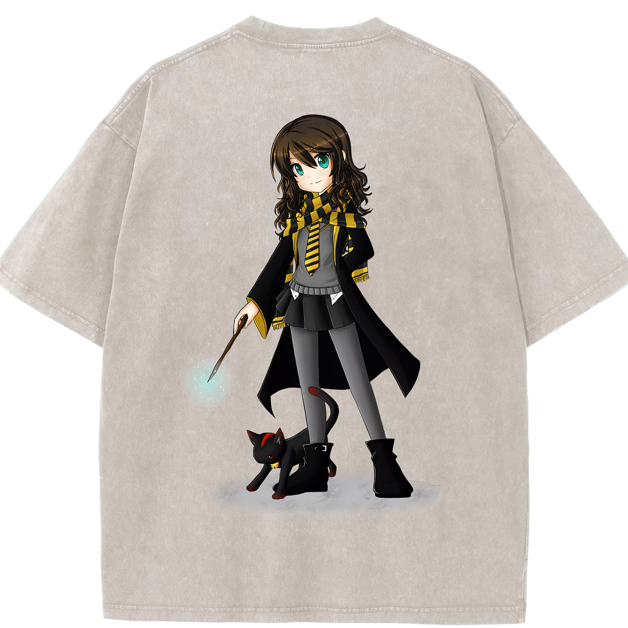 （画像用） Harry Potter ハリー・ポッターシリーズ 綿100% ヴィンテージ風 半袖Tシャツ（背面プリント）