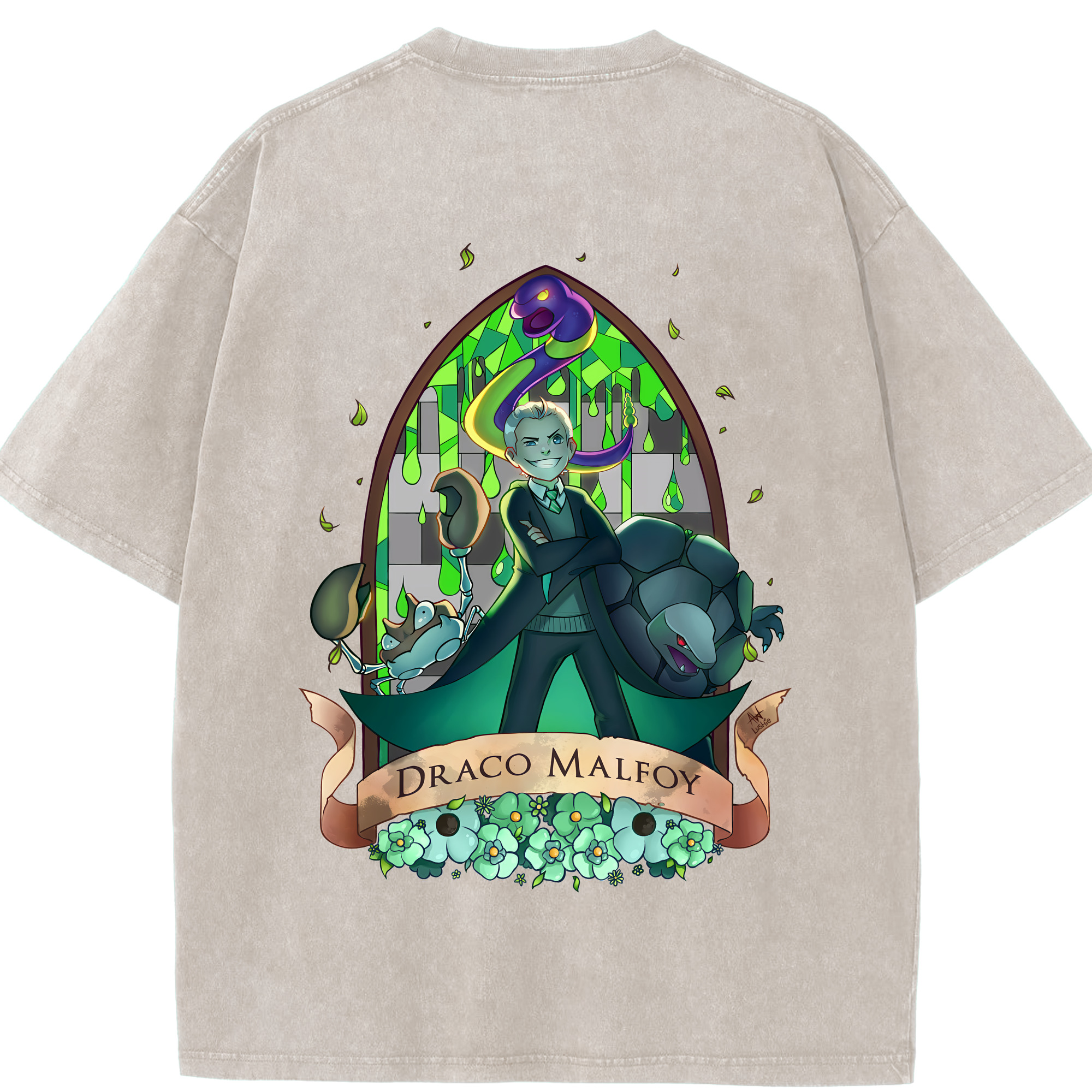 （画像用） Harry Potter ハリー・ポッターシリーズ 綿100% ヴィンテージ風 半袖Tシャツ（背面プリント）