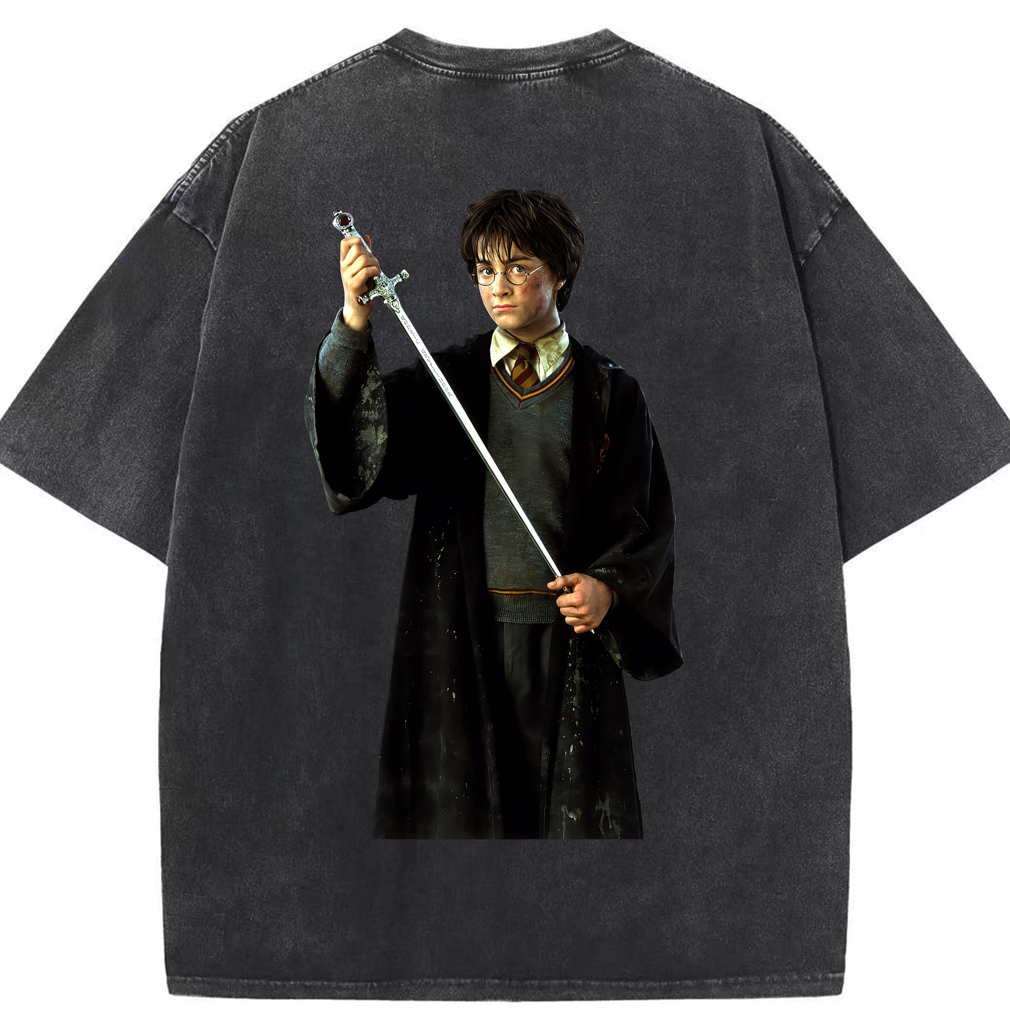 （画像用） Harry Potter ハリー・ポッターシリーズ 綿100% ヴィンテージ風 半袖Tシャツ（背面プリント）