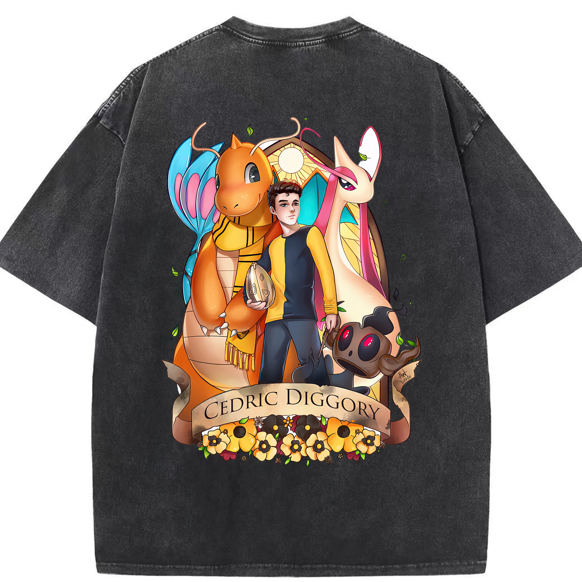 （画像用） Harry Potter ハリー・ポッターシリーズ 綿100% ヴィンテージ風 半袖Tシャツ（背面プリント）