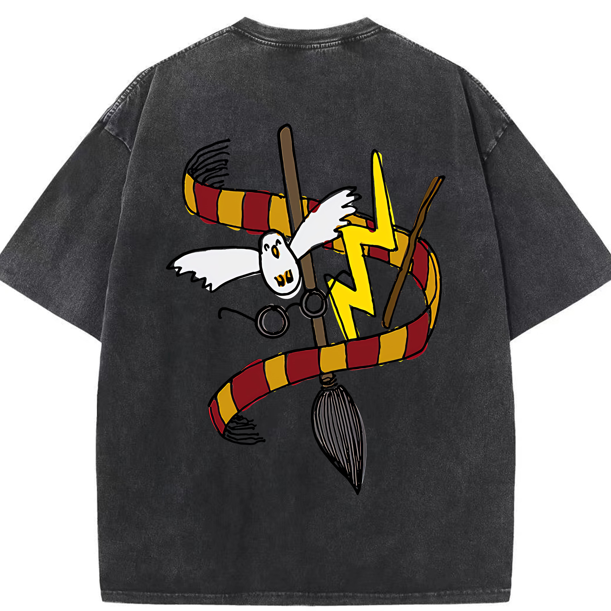 （画像用） Harry Potter ハリー・ポッターシリーズ 綿100% ヴィンテージ風 半袖Tシャツ（背面プリント）