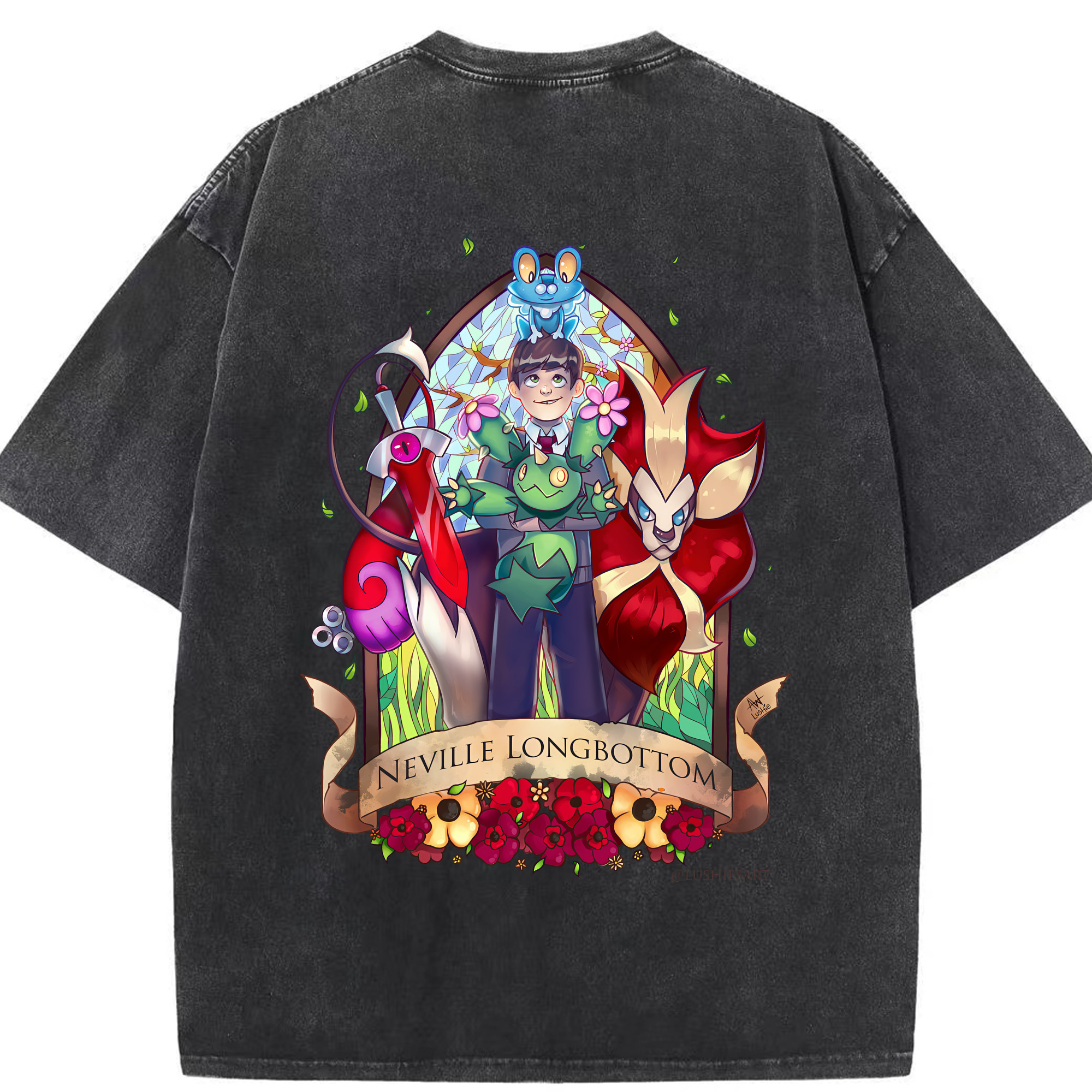 （画像用） Harry Potter ハリー・ポッターシリーズ 綿100% ヴィンテージ風 半袖Tシャツ（背面プリント）