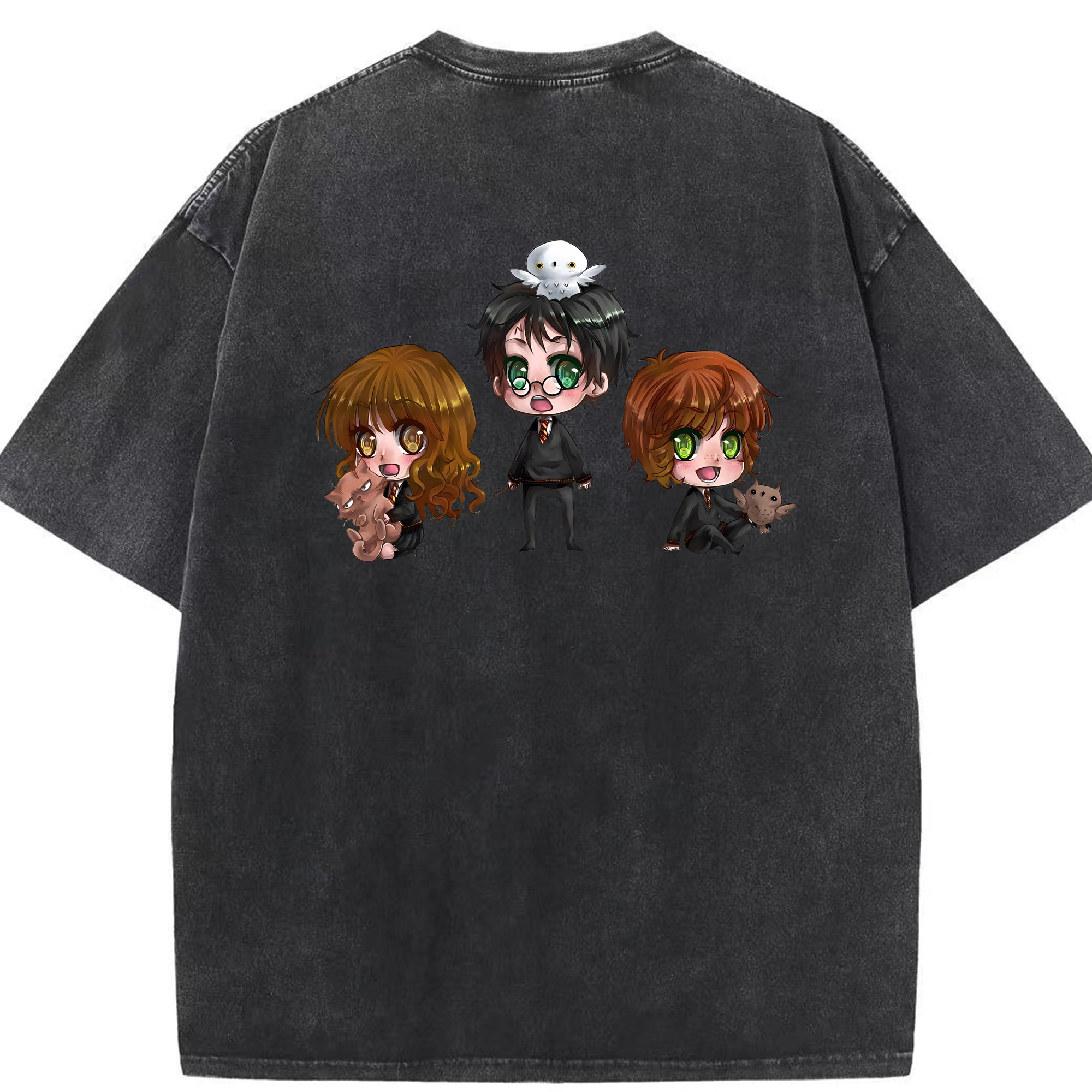 （画像用） Harry Potter ハリー・ポッターシリーズ 綿100% ヴィンテージ風 半袖Tシャツ（背面プリント）