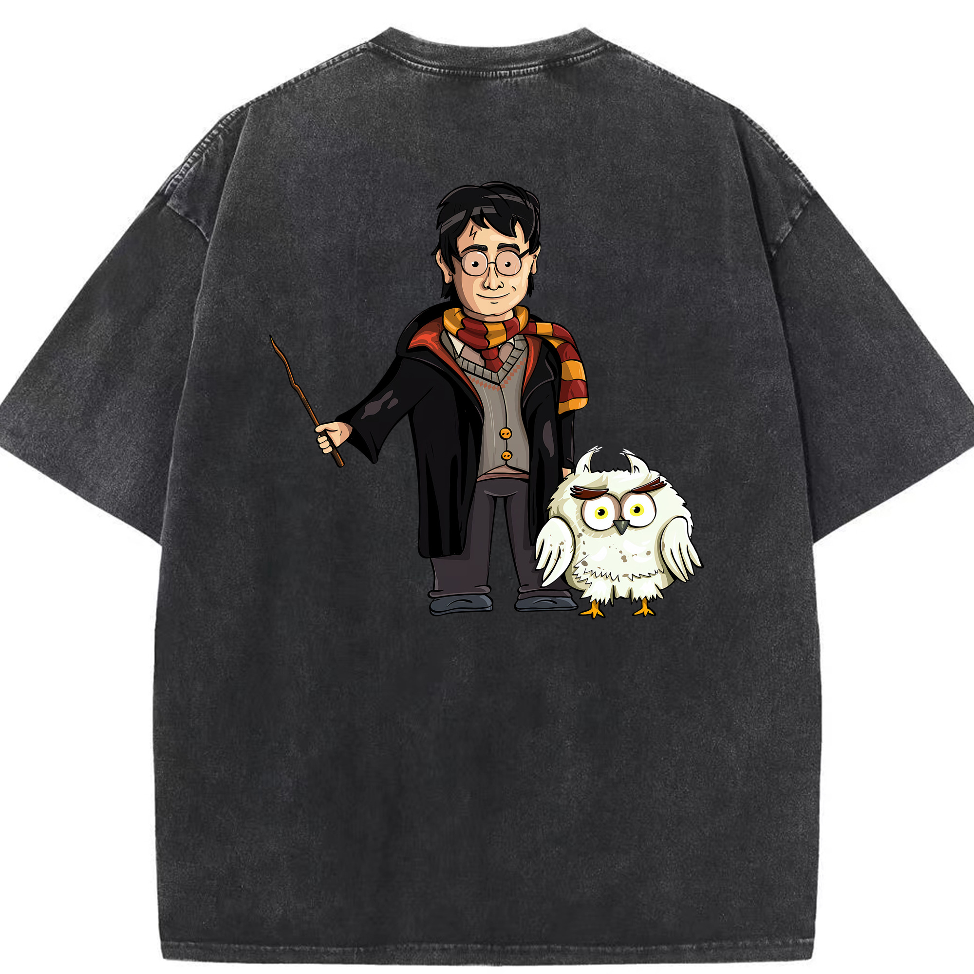 （画像用） Harry Potter ハリー・ポッターシリーズ 綿100% ヴィンテージ風 半袖Tシャツ（背面プリント）