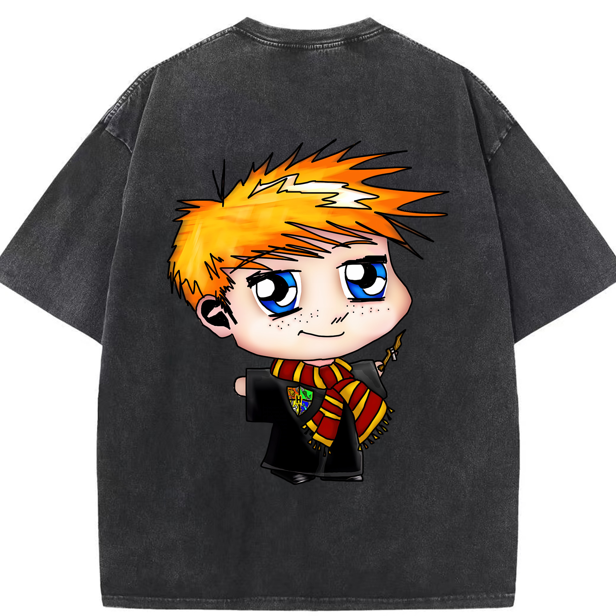 （画像用） Harry Potter ハリー・ポッターシリーズ 綿100% ヴィンテージ風 半袖Tシャツ（背面プリント）