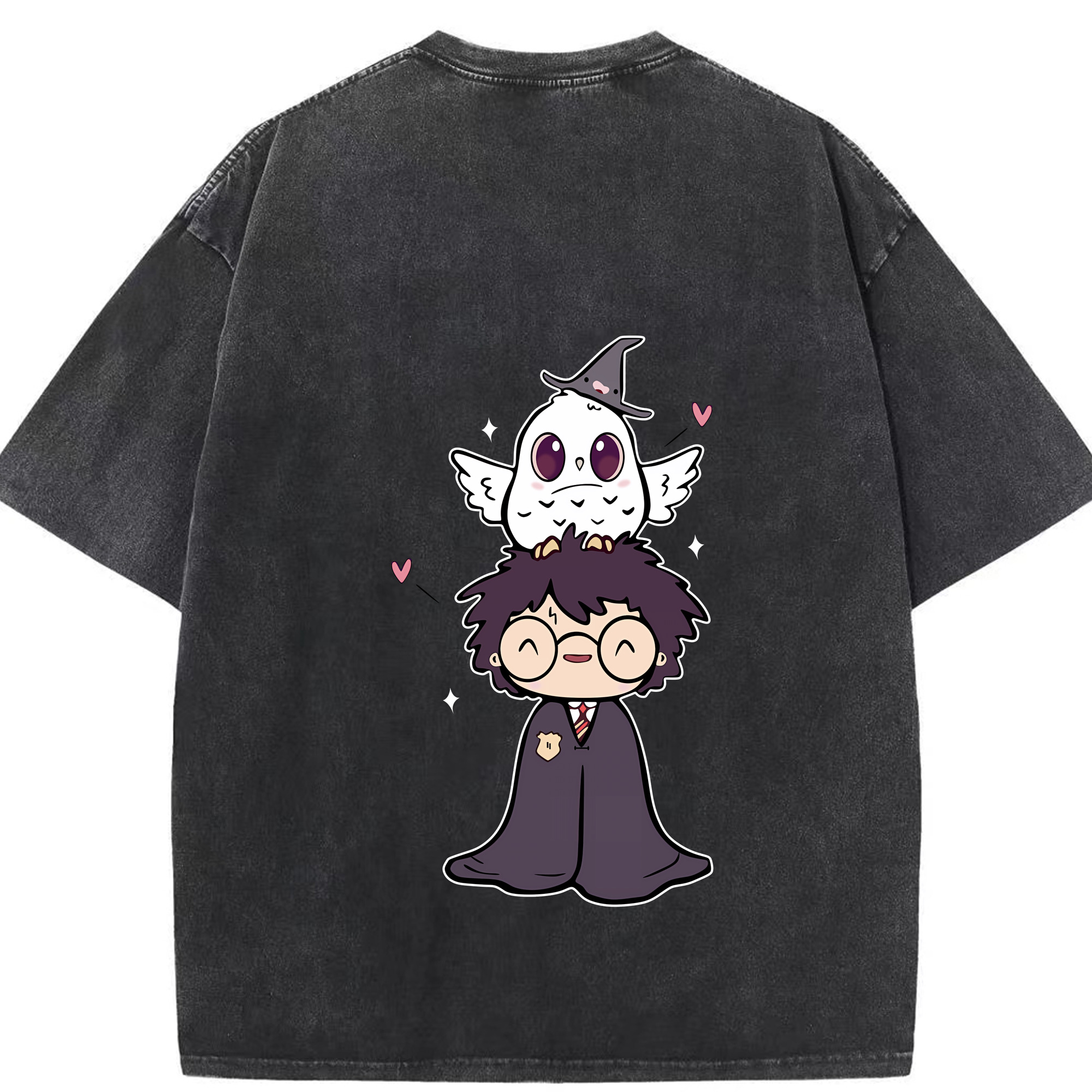 （画像用） Harry Potter ハリー・ポッターシリーズ 綿100% ヴィンテージ風 半袖Tシャツ（背面プリント）