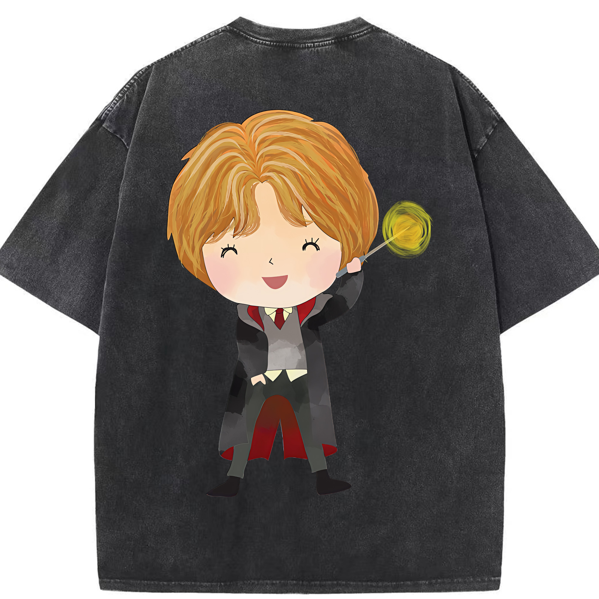 （画像用） Harry Potter ハリー・ポッターシリーズ 綿100% ヴィンテージ風 半袖Tシャツ（背面プリント）