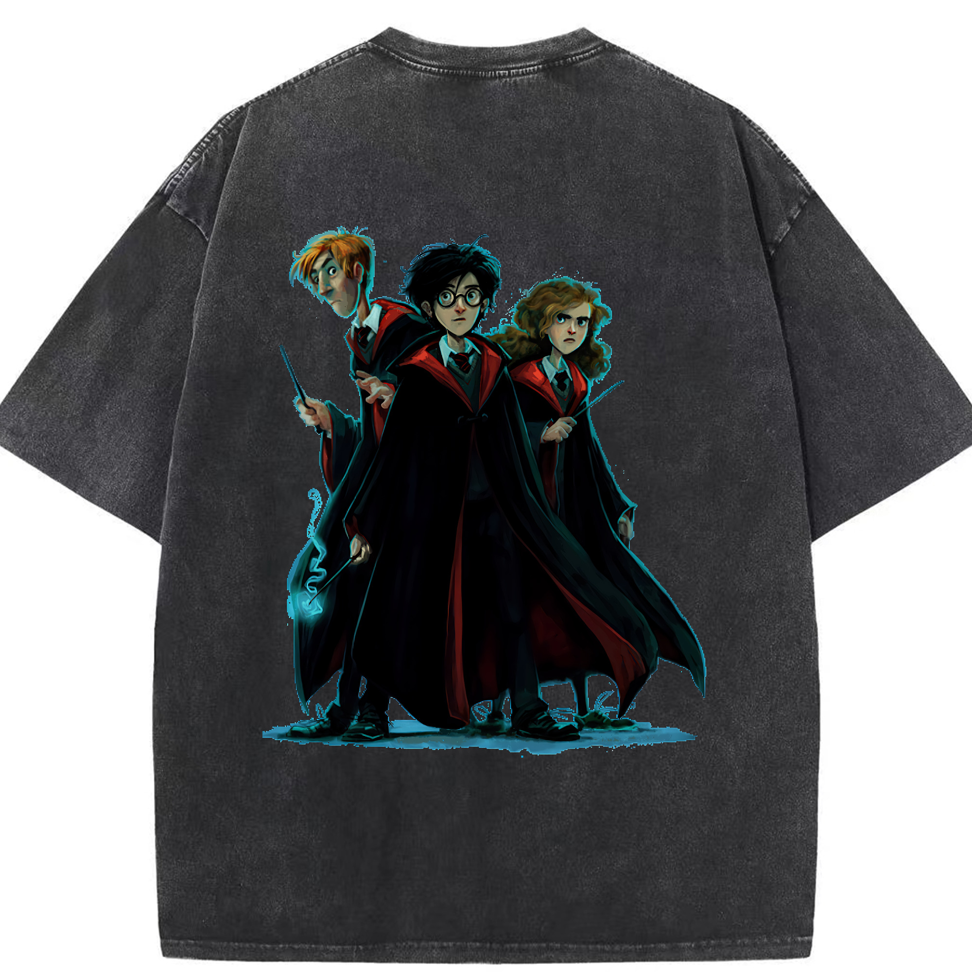 （画像用） Harry Potter ハリー・ポッターシリーズ 綿100% ヴィンテージ風 半袖Tシャツ（背面プリント）