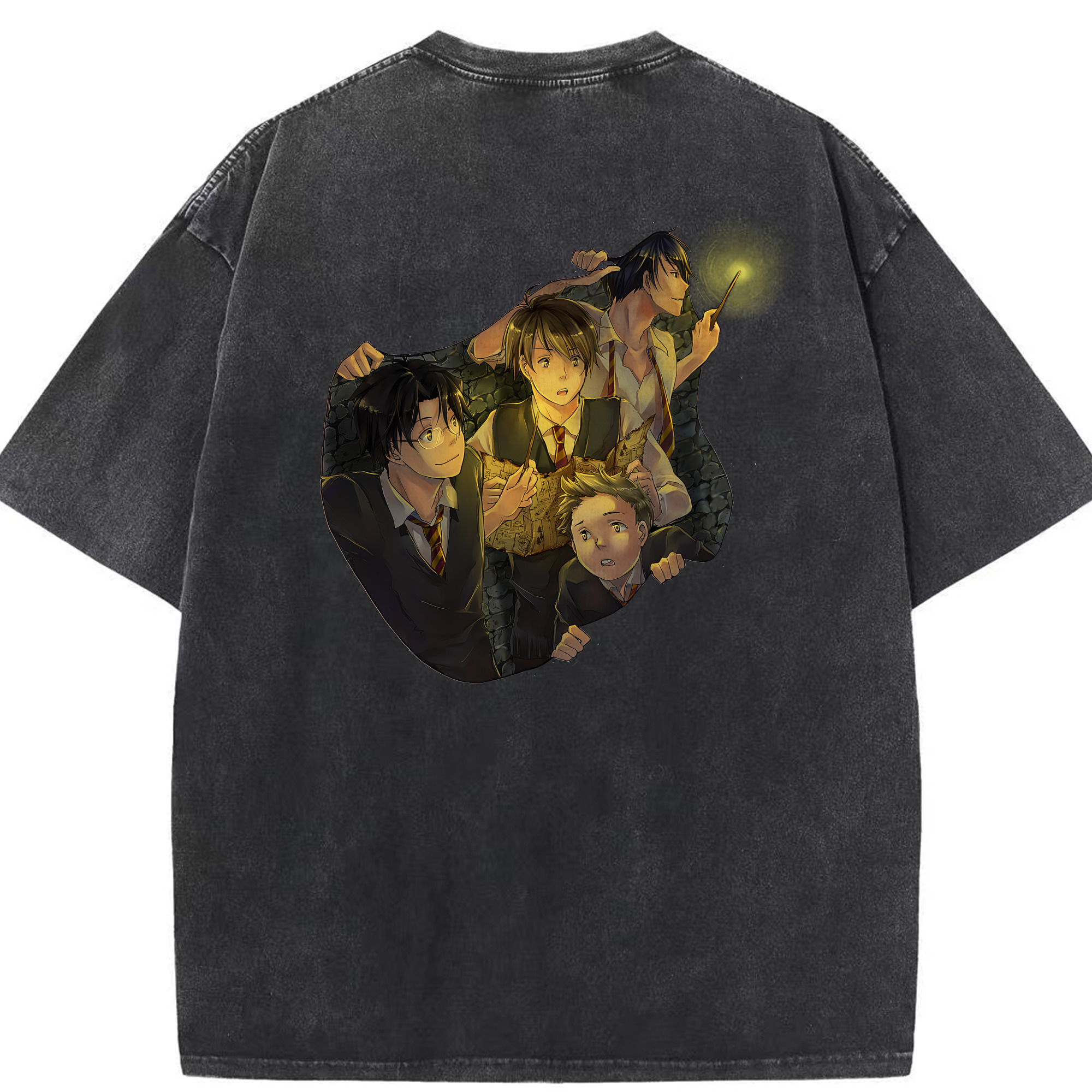 （画像用） Harry Potter ハリー・ポッターシリーズ 綿100% ヴィンテージ風 半袖Tシャツ（背面プリント）