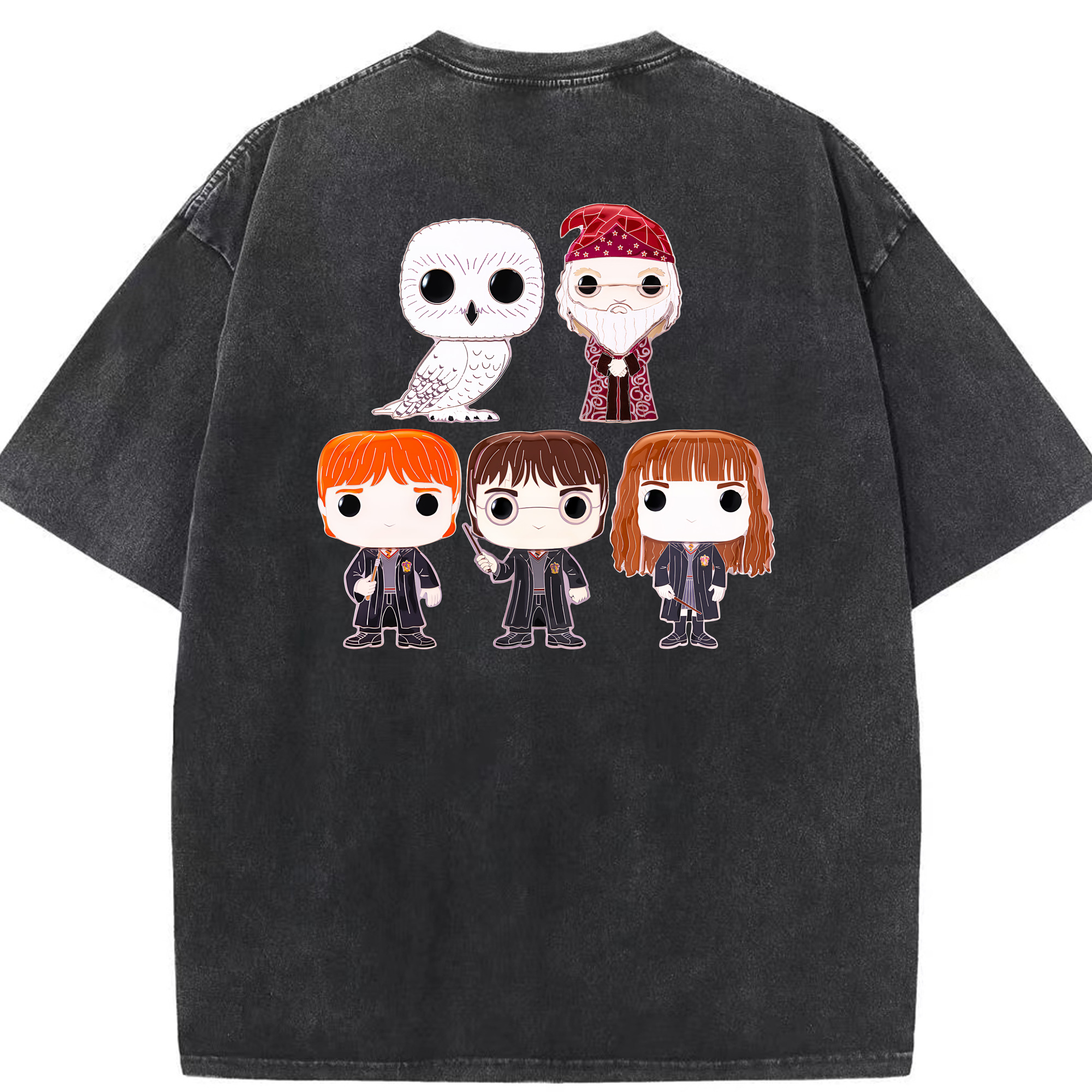（画像用） Harry Potter ハリー・ポッターシリーズ 綿100% ヴィンテージ風 半袖Tシャツ（背面プリント）