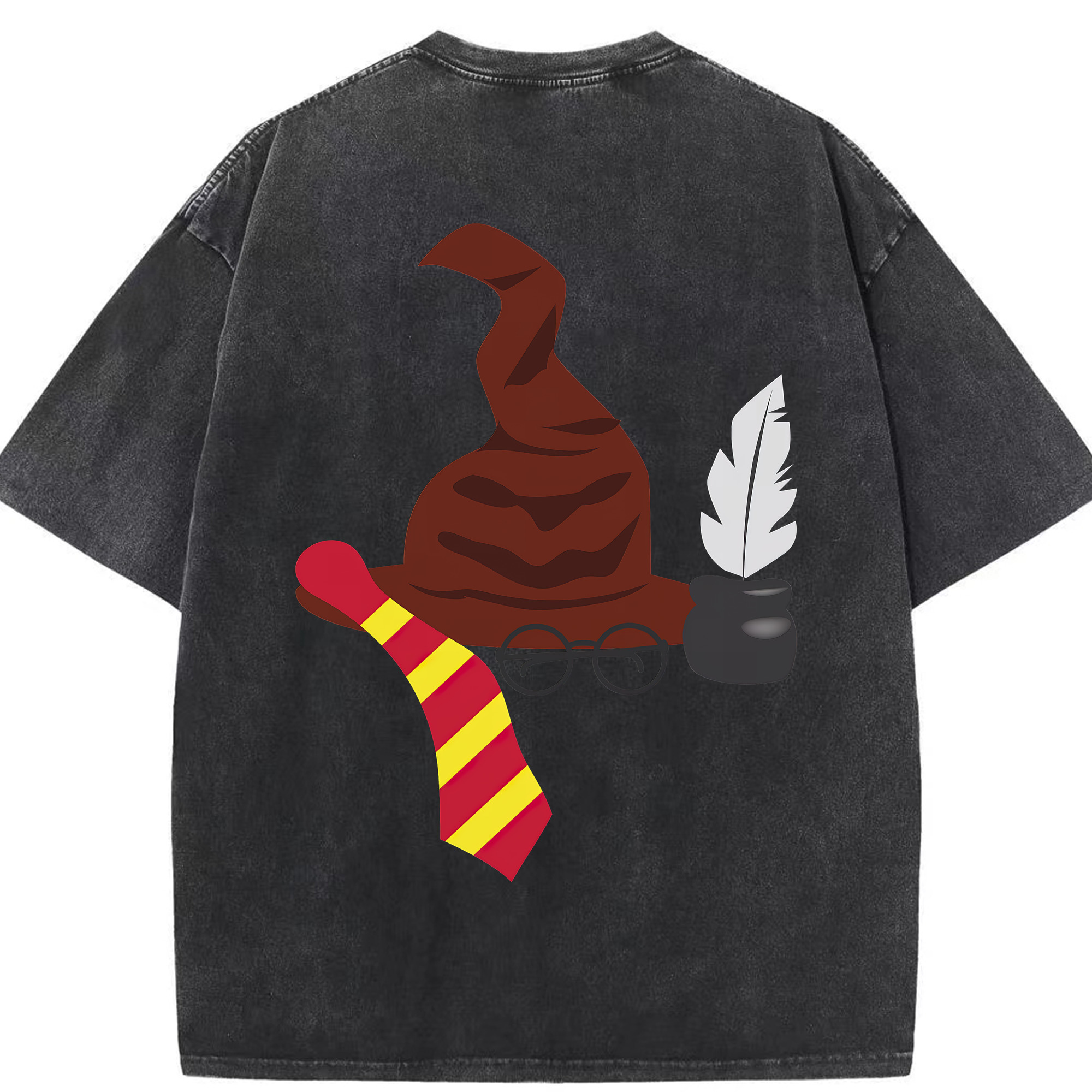 （画像用） Harry Potter ハリー・ポッターシリーズ 綿100% ヴィンテージ風 半袖Tシャツ（背面プリント）