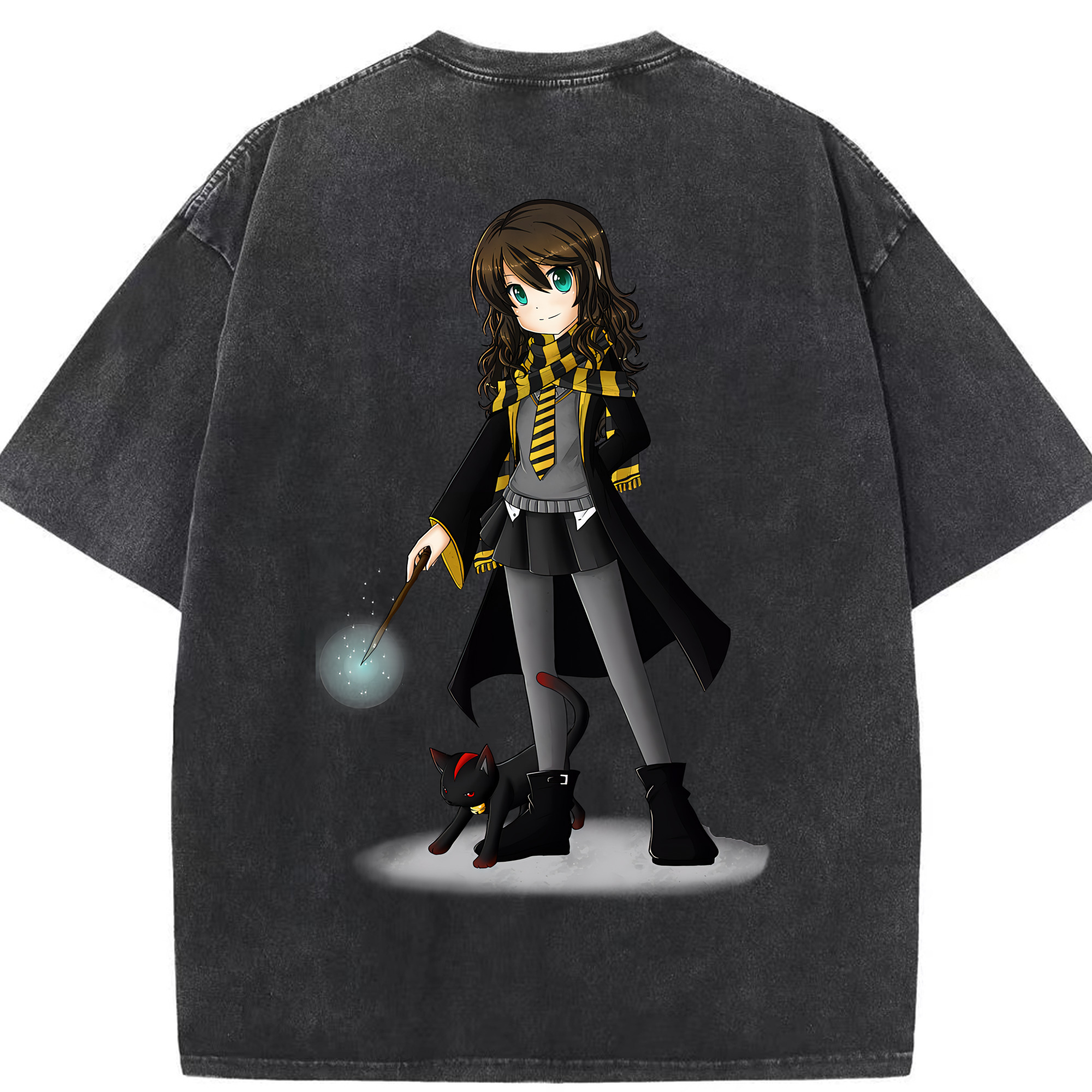 （画像用） Harry Potter ハリー・ポッターシリーズ 綿100% ヴィンテージ風 半袖Tシャツ（背面プリント）
