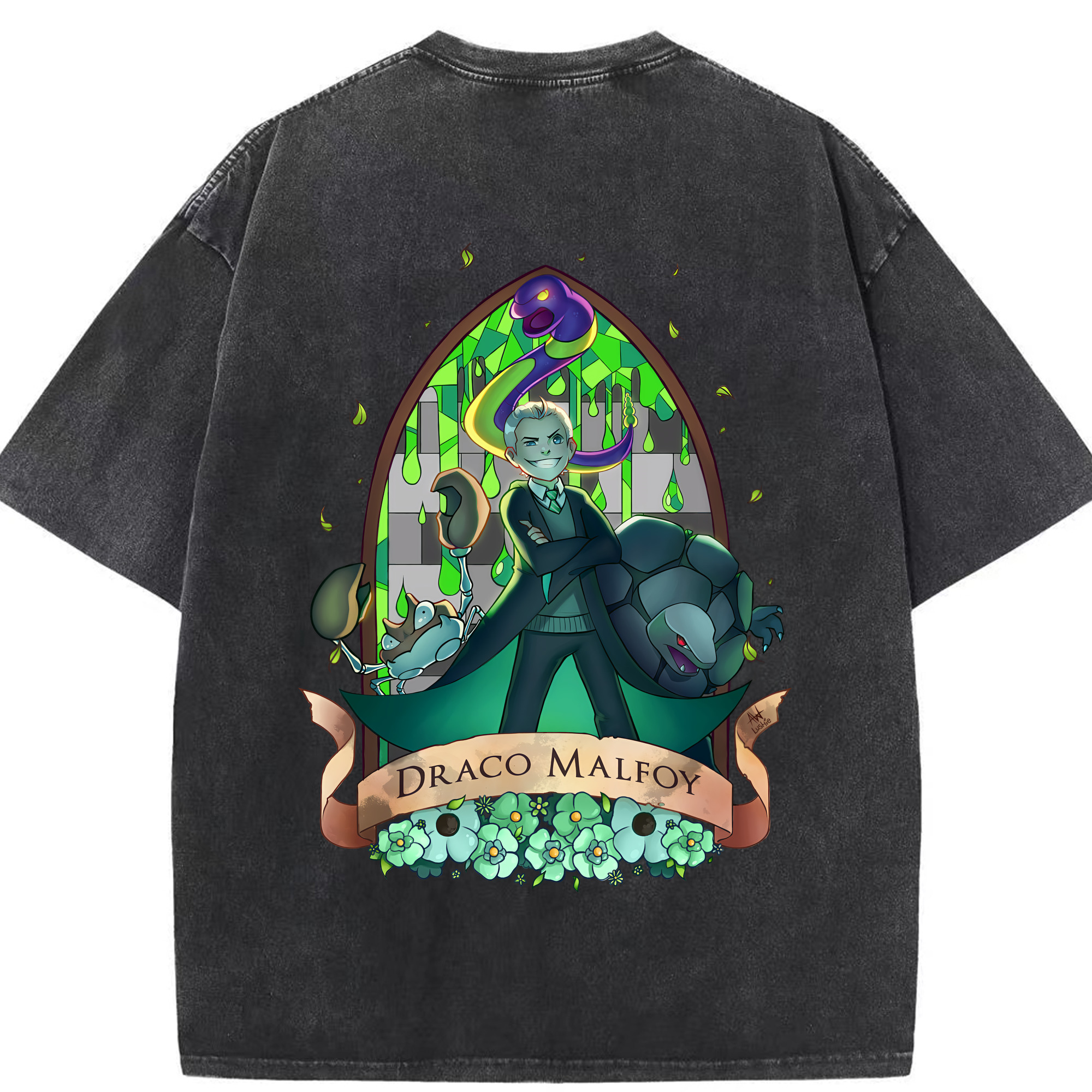 （画像用） Harry Potter ハリー・ポッターシリーズ 綿100% ヴィンテージ風 半袖Tシャツ（背面プリント）