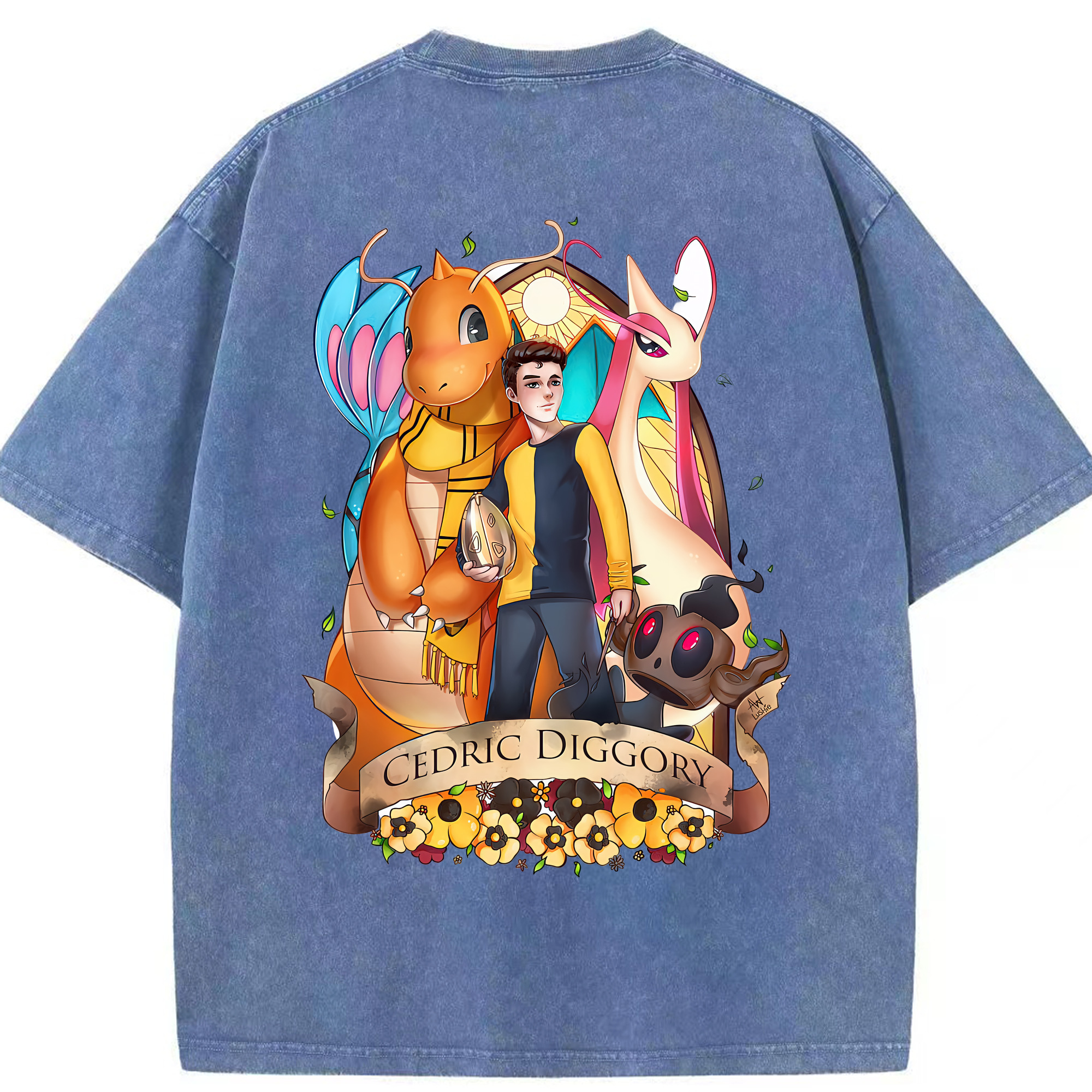 （画像用） Harry Potter ハリー・ポッターシリーズ 綿100% ヴィンテージ風 半袖Tシャツ（背面プリント）