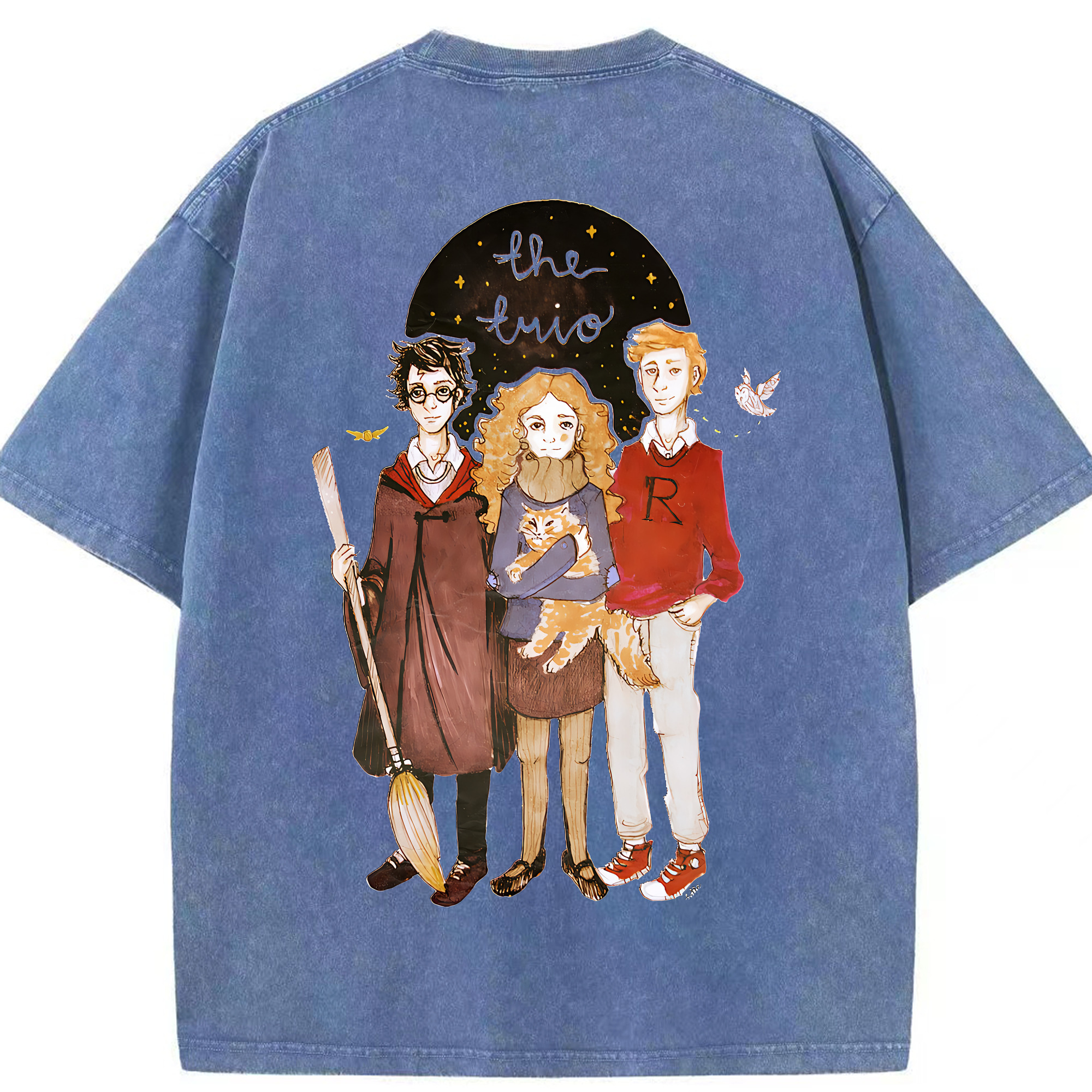 （画像用） Harry Potter ハリー・ポッターシリーズ 綿100% ヴィンテージ風 半袖Tシャツ（背面プリント）