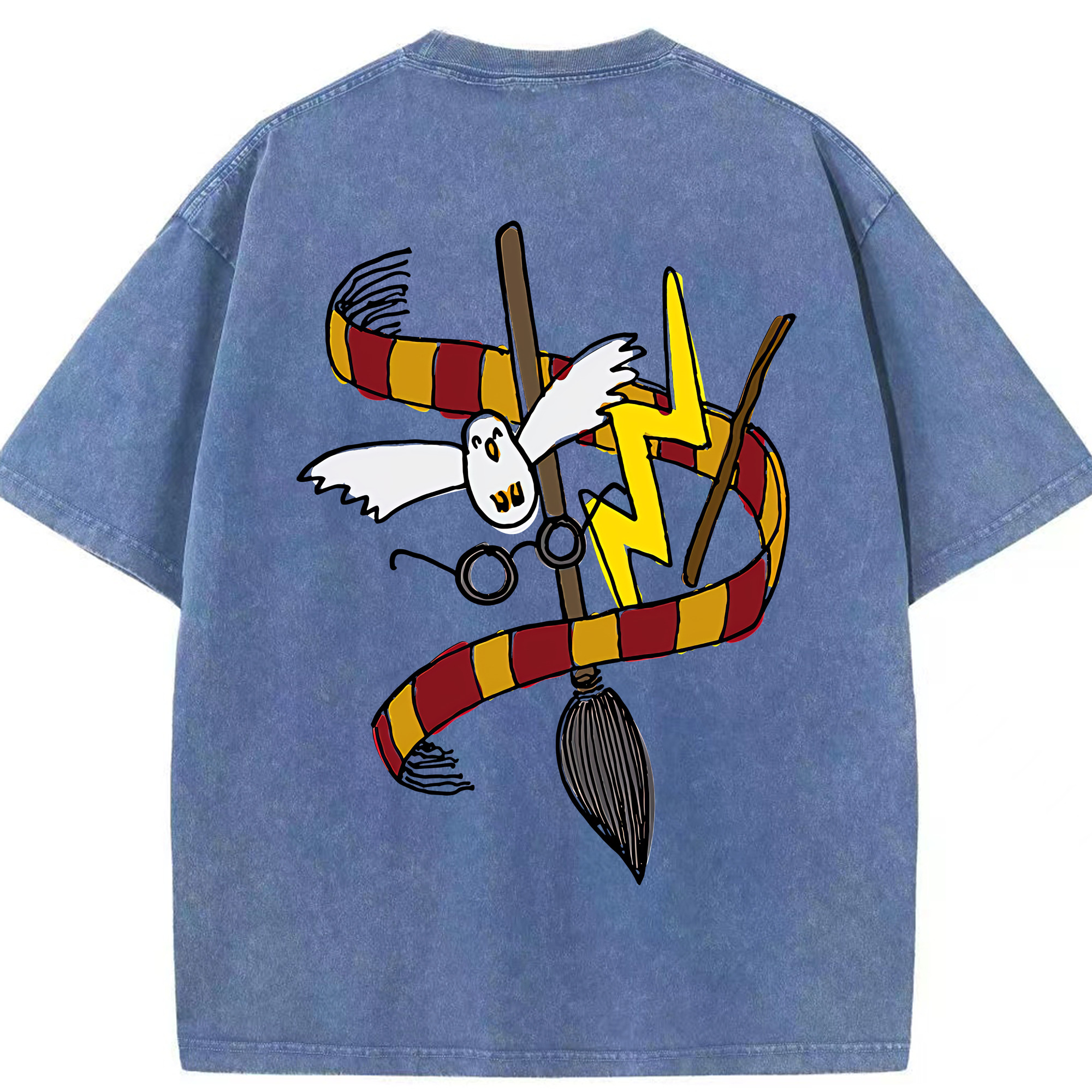 （画像用） Harry Potter ハリー・ポッターシリーズ 綿100% ヴィンテージ風 半袖Tシャツ（背面プリント）