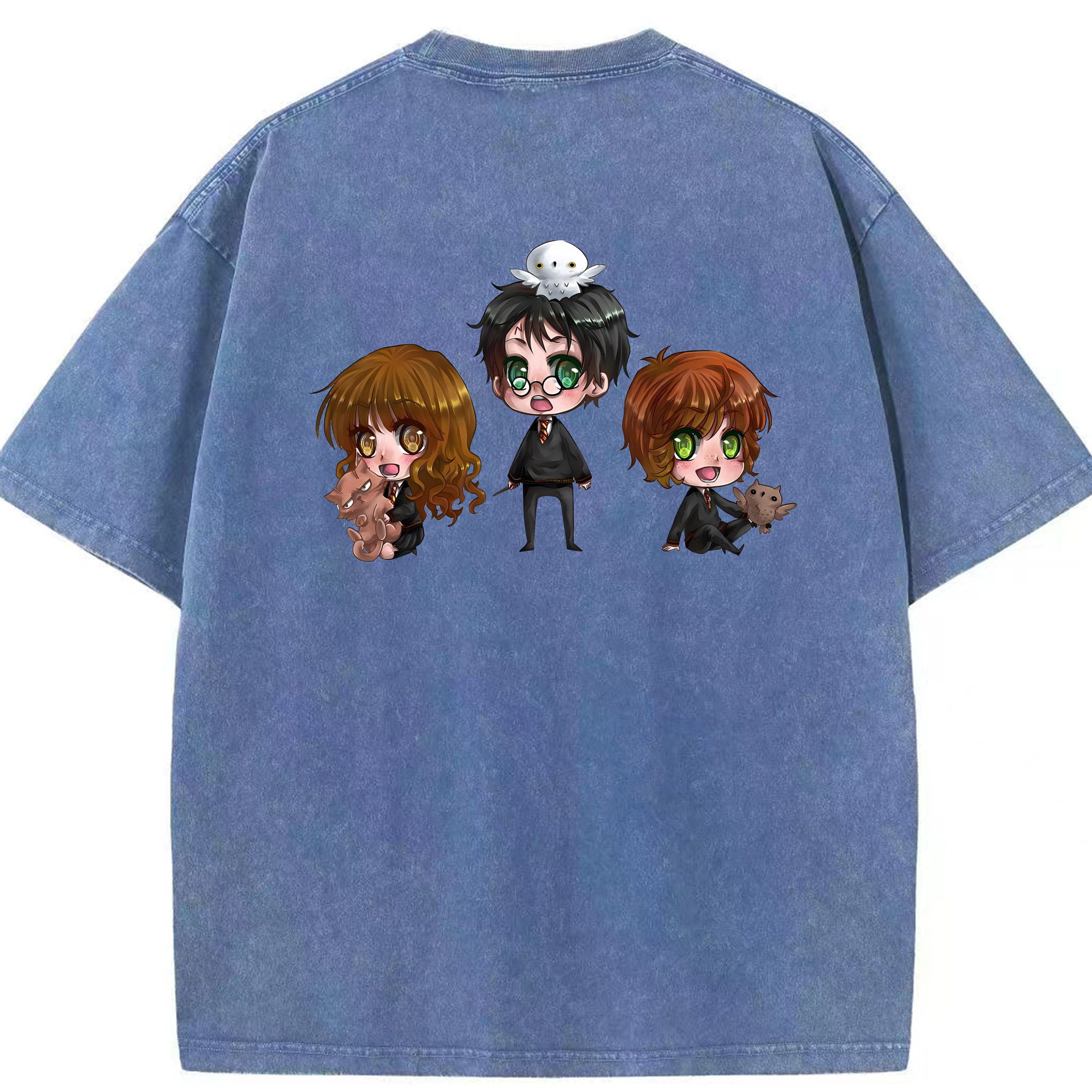 （画像用） Harry Potter ハリー・ポッターシリーズ 綿100% ヴィンテージ風 半袖Tシャツ（背面プリント）