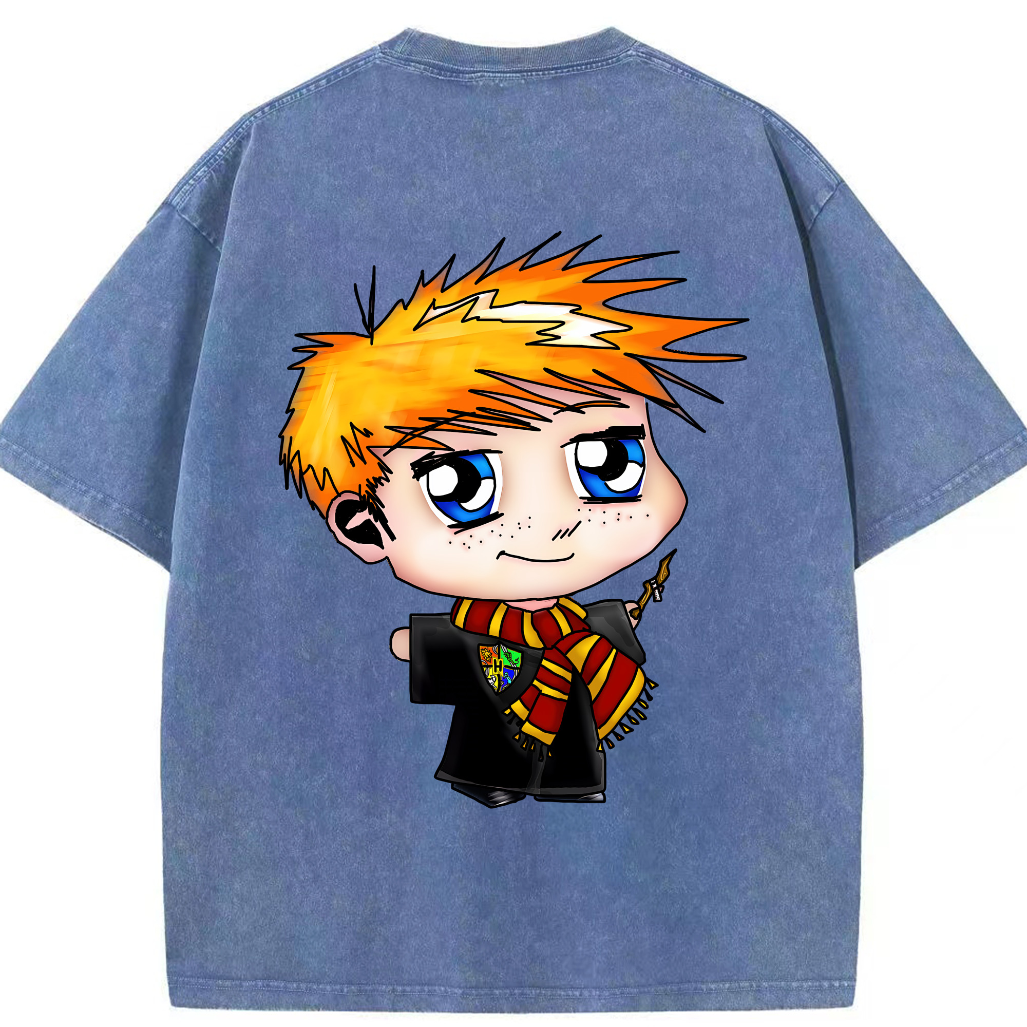 （画像用） Harry Potter ハリー・ポッターシリーズ 綿100% ヴィンテージ風 半袖Tシャツ（背面プリント）