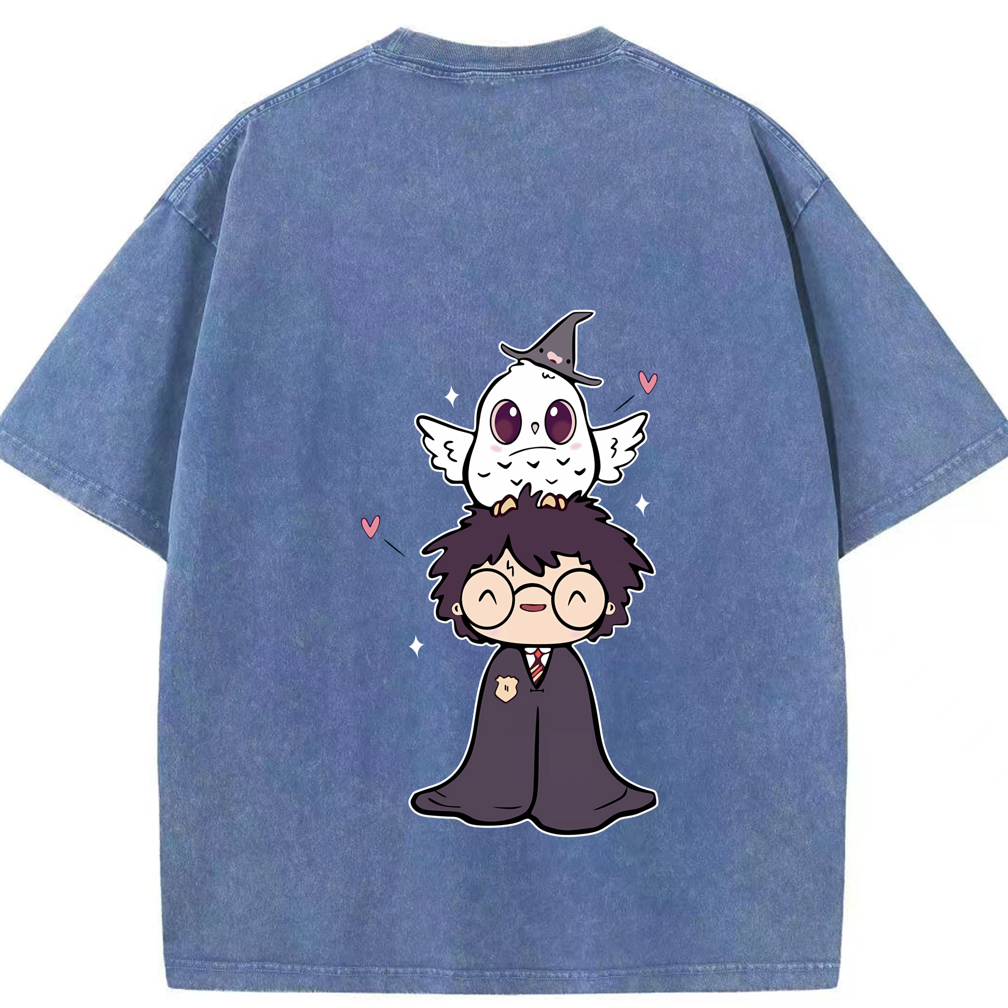 （画像用） Harry Potter ハリー・ポッターシリーズ 綿100% ヴィンテージ風 半袖Tシャツ（背面プリント）