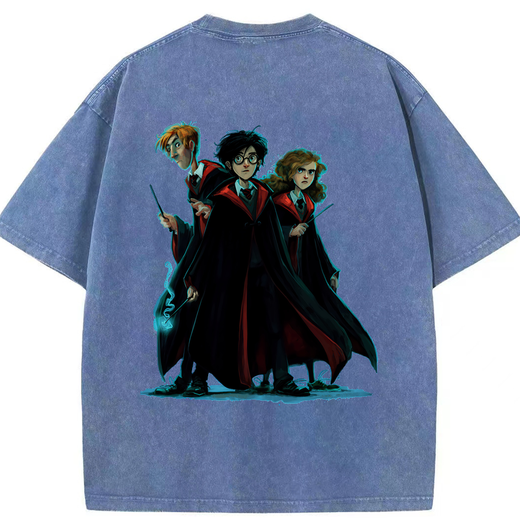 （画像用） Harry Potter ハリー・ポッターシリーズ 綿100% ヴィンテージ風 半袖Tシャツ（背面プリント）