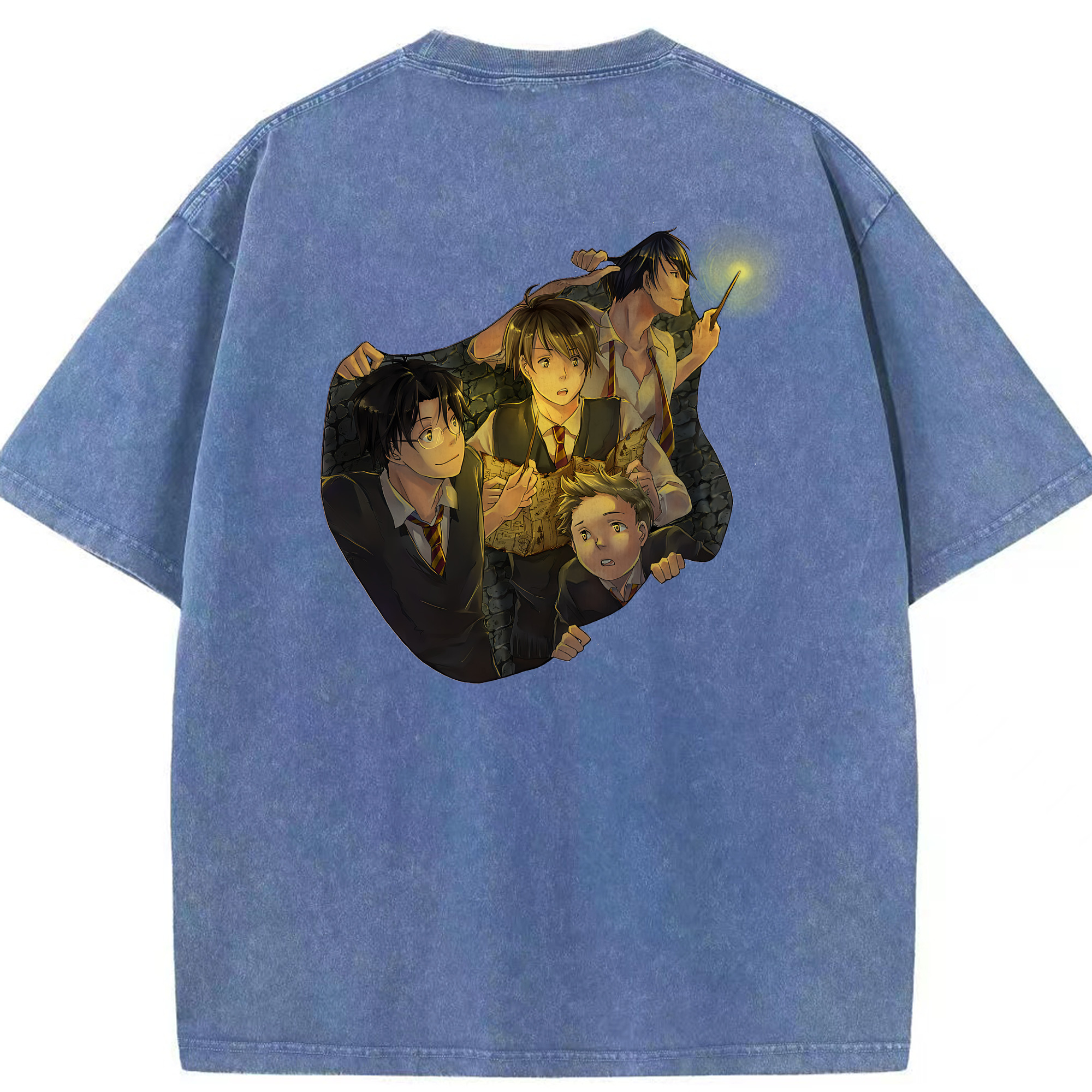 （画像用） Harry Potter ハリー・ポッターシリーズ 綿100% ヴィンテージ風 半袖Tシャツ（背面プリント）