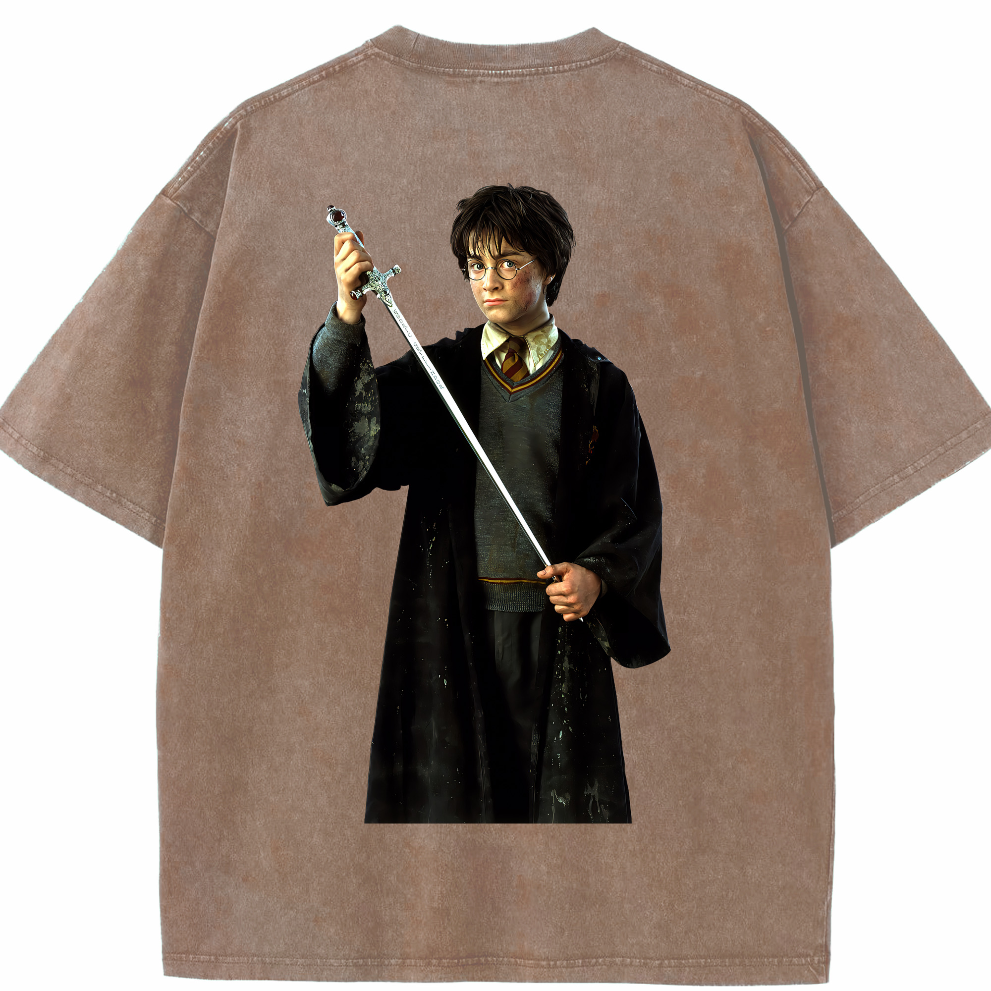 （画像用） Harry Potter ハリー・ポッターシリーズ 綿100% ヴィンテージ風 半袖Tシャツ（背面プリント）