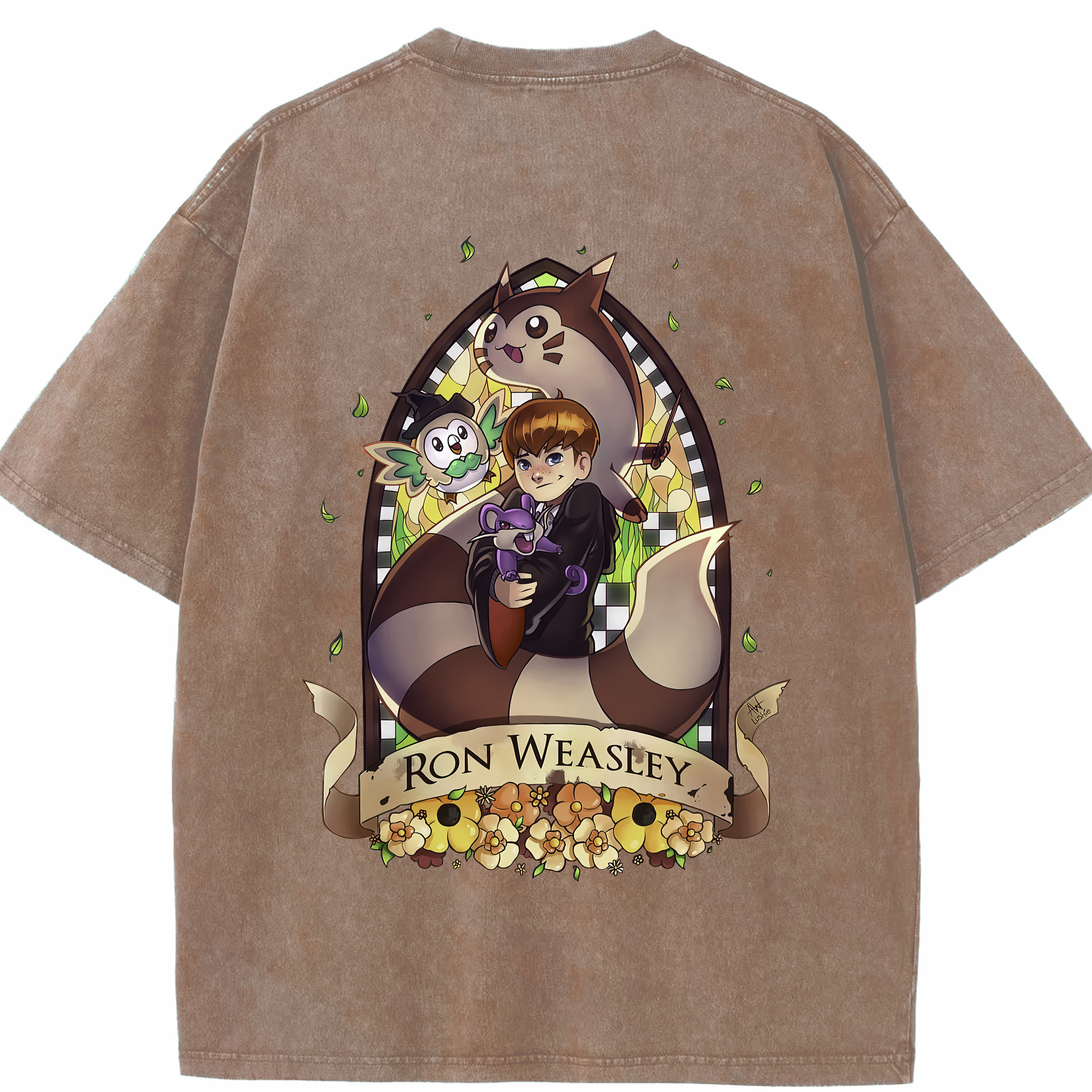 （画像用） Harry Potter ハリー・ポッターシリーズ 綿100% ヴィンテージ風 半袖Tシャツ（背面プリント）